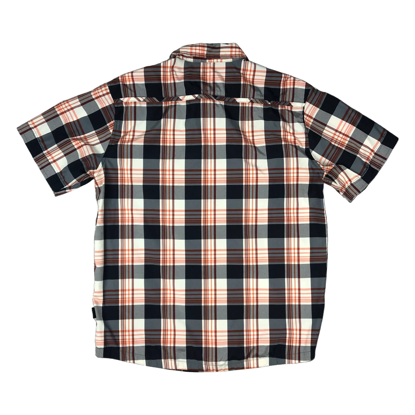 Patagonia Red Blue White Plaid Checked Short Sleeve Snap Closure Shirt Large