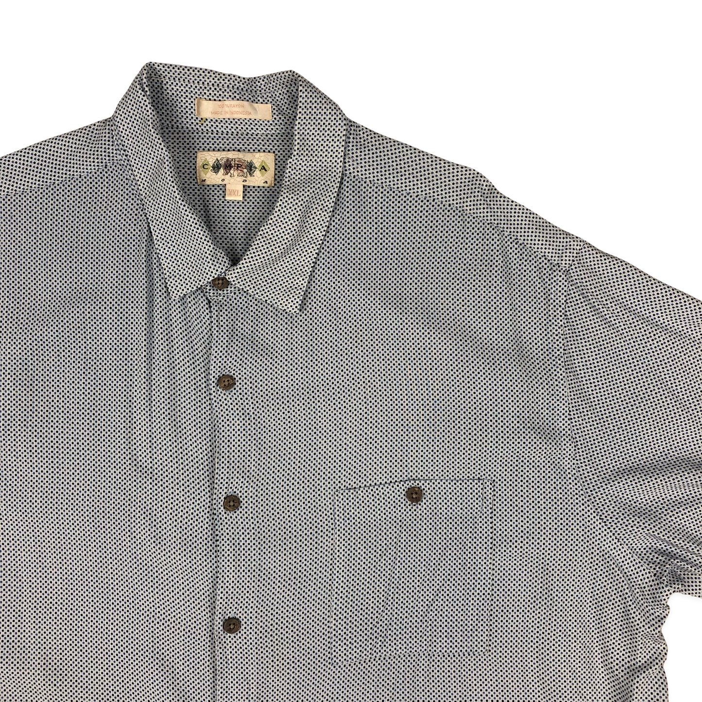 Vintage Abstract Print Blue Shirt 4XL