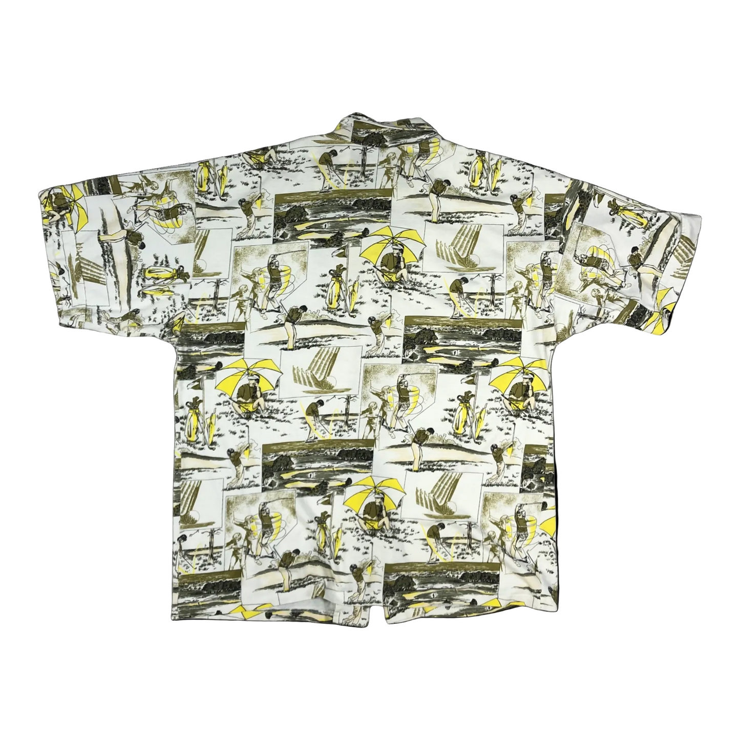 Vintage 1970s Golf Print Hawaiian Style Shirt L
