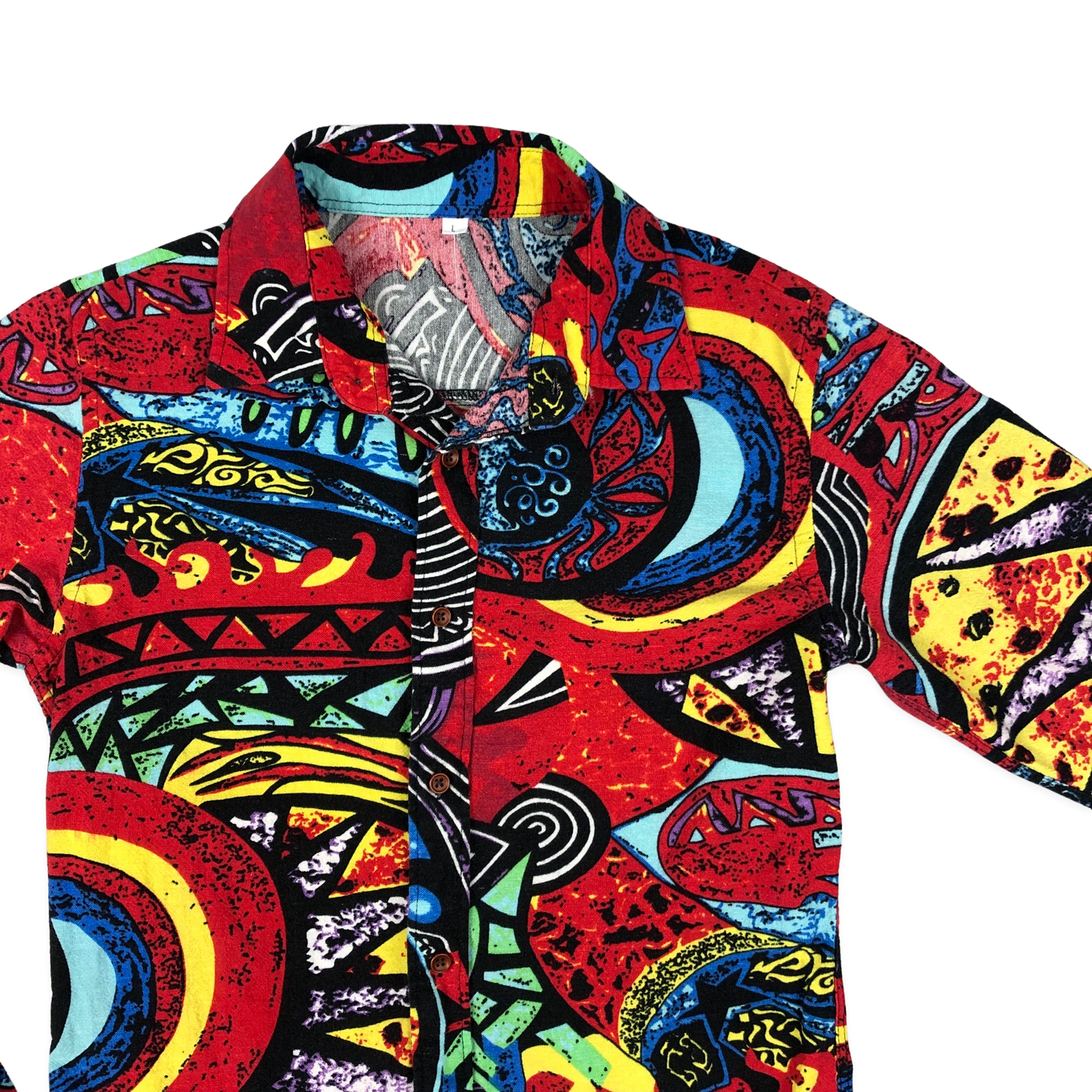Vintage 80s Multicolour Crazy Print Shirt XS