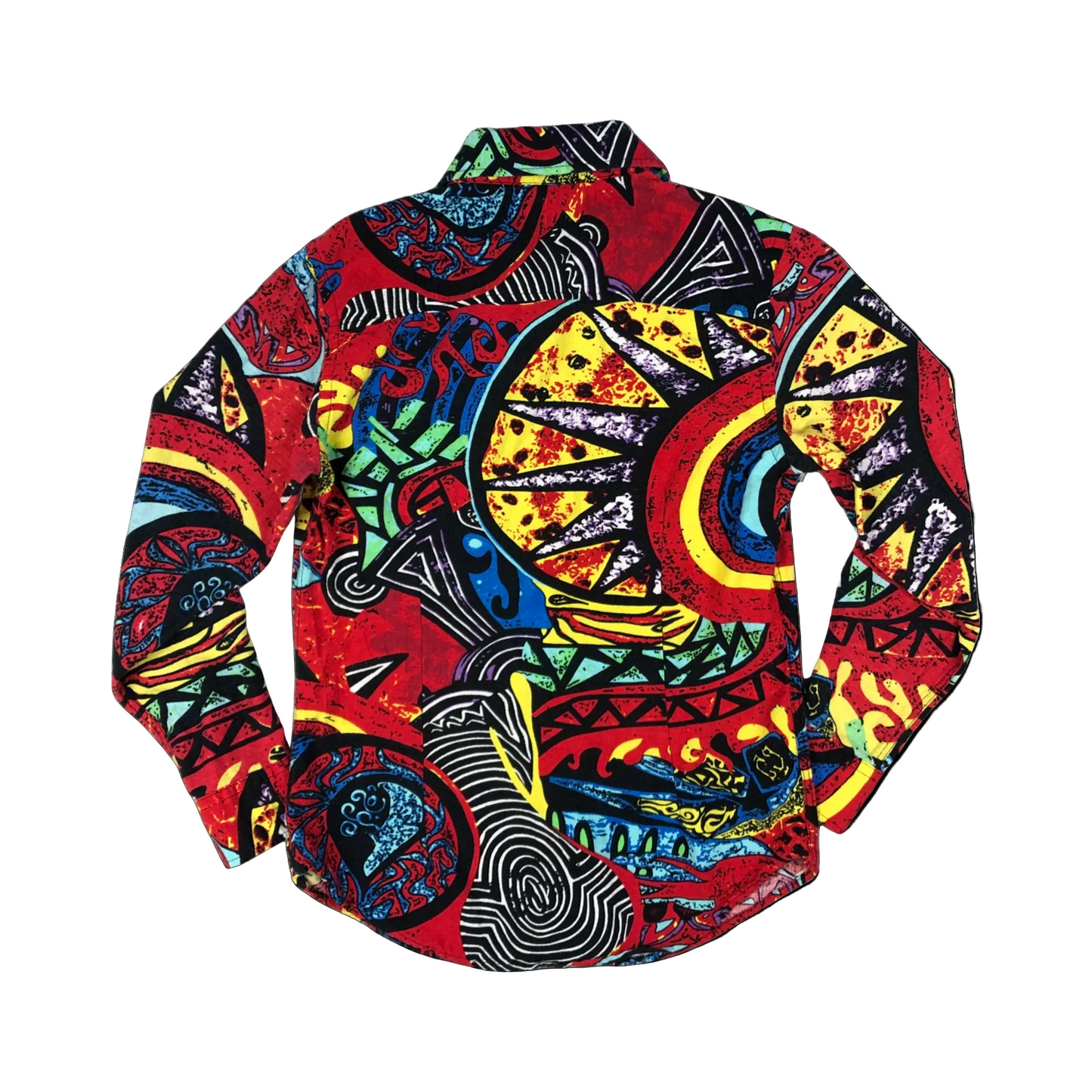 Vintage 80s Multicolour Crazy Print Cotton Shirt XS