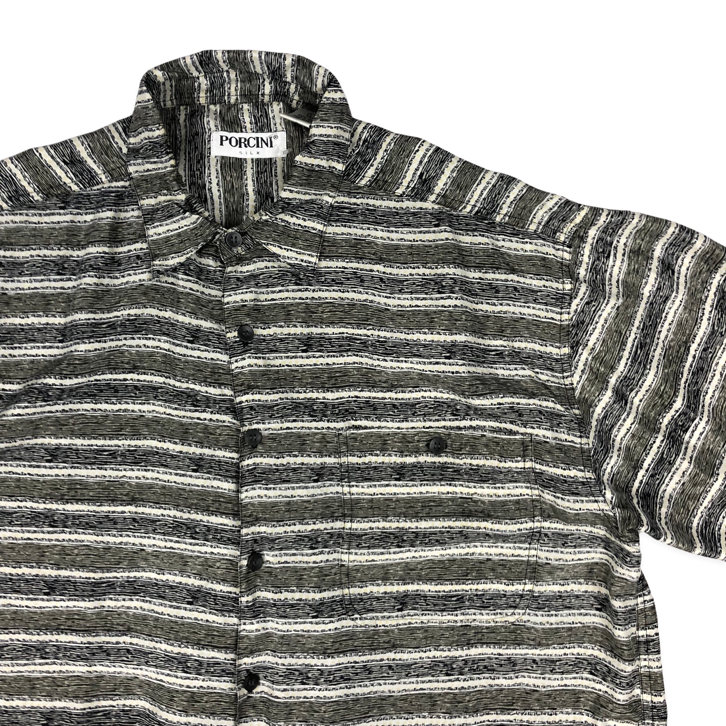 Vintage Stripy Grey Silk Shirt XL