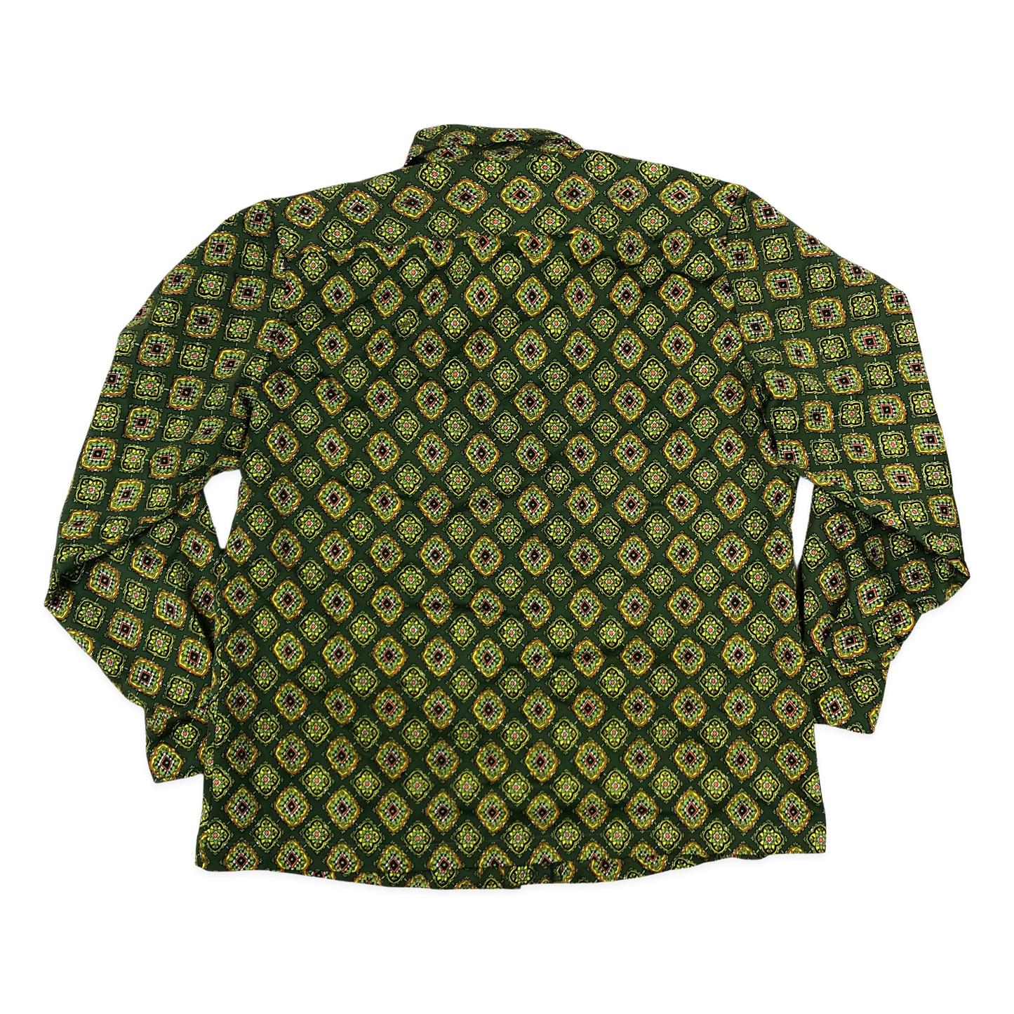 Vintage 70s Green Abstract Print Shirt L