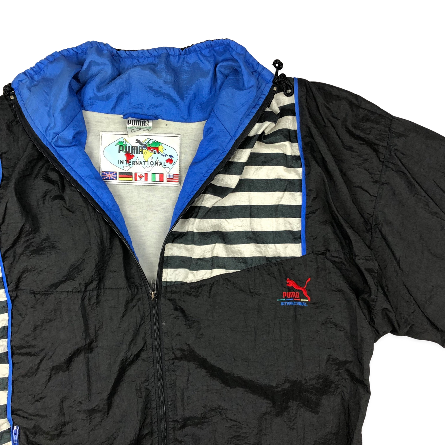 Vintage 80s 90s Puma International Black and White Shell Coat M-XL