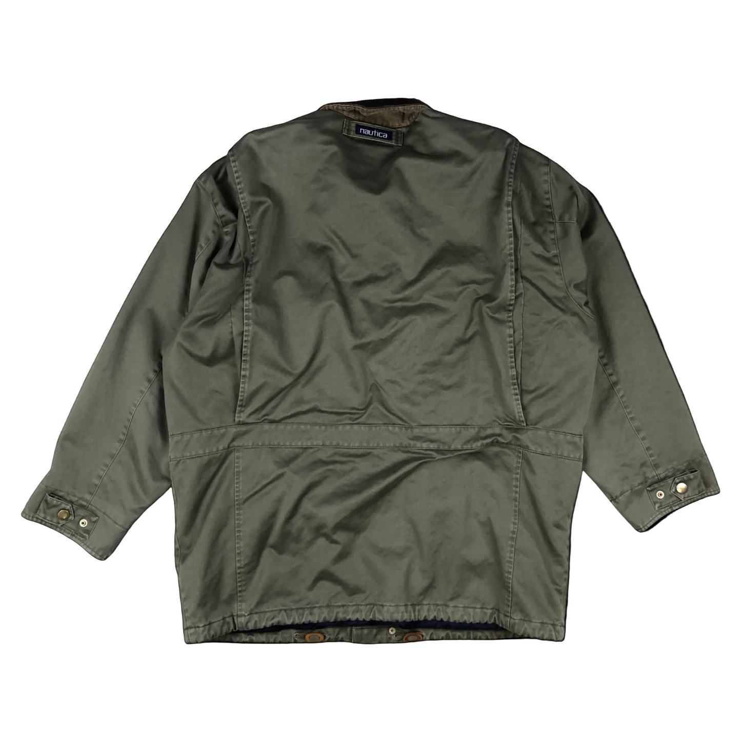 Vintage 1990s Nautica Green Canvas Parka Casual Outdoor Jacket XXL