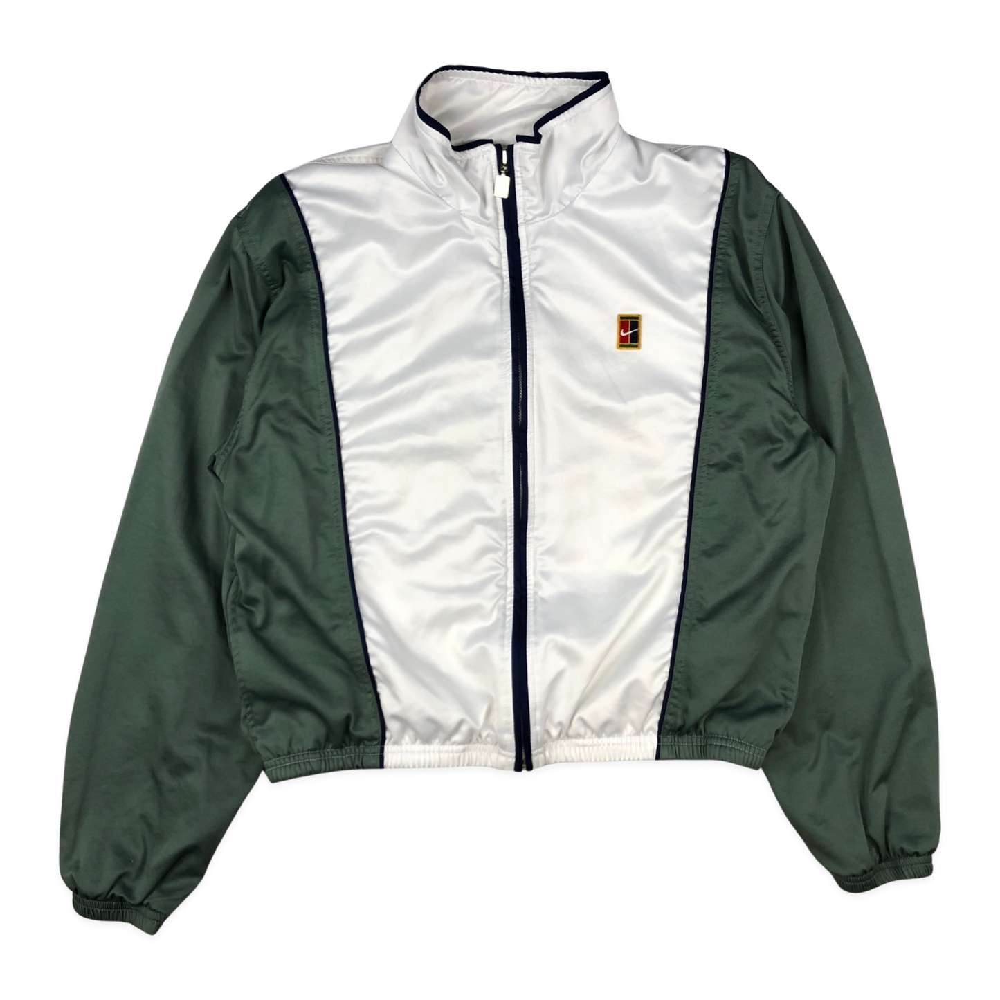 Vintage 90s Nike Track Zip-up White Green 10 12 14
