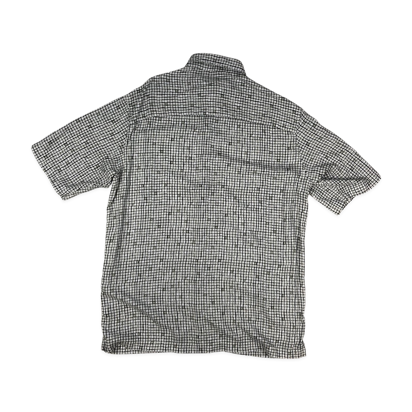 Vintage Black and White Grid Print Shirt M