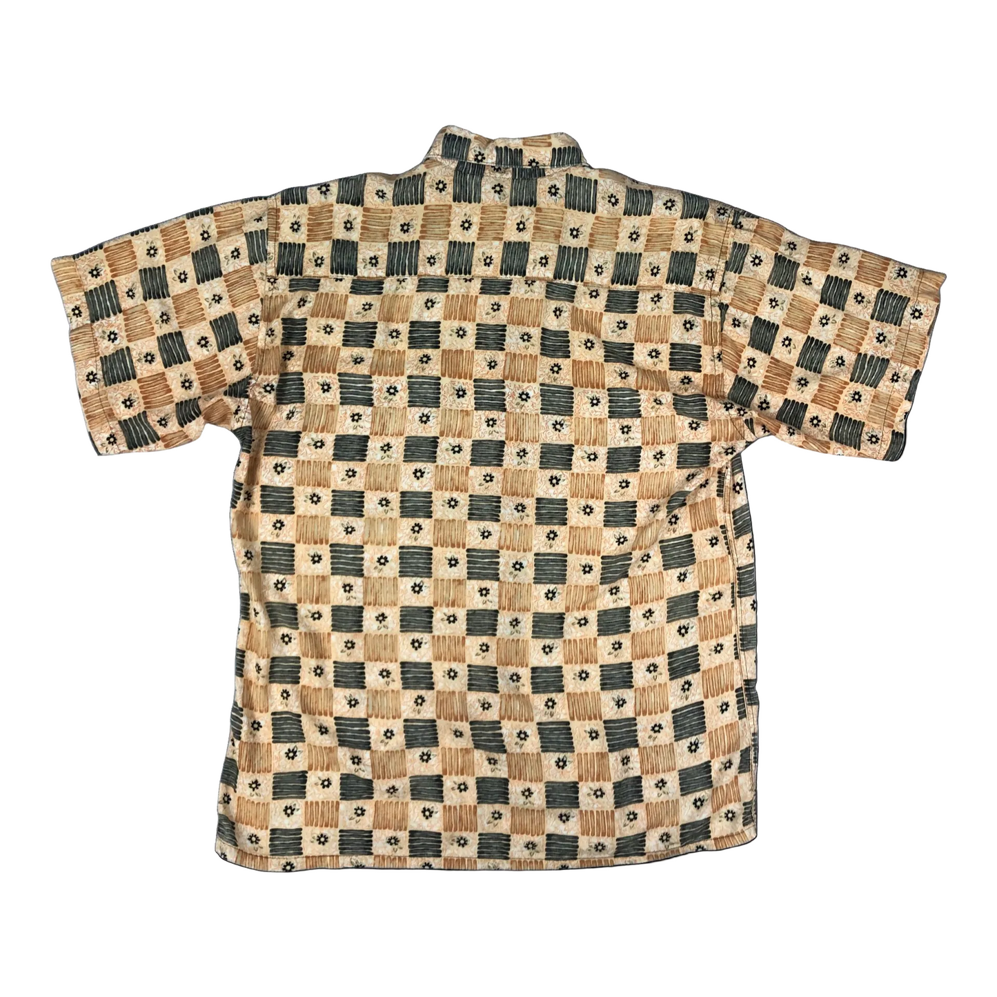 Vintage 90s Pierre Cardin Orange Black Abstract AOP Short Sleeve Casual Shirt XL