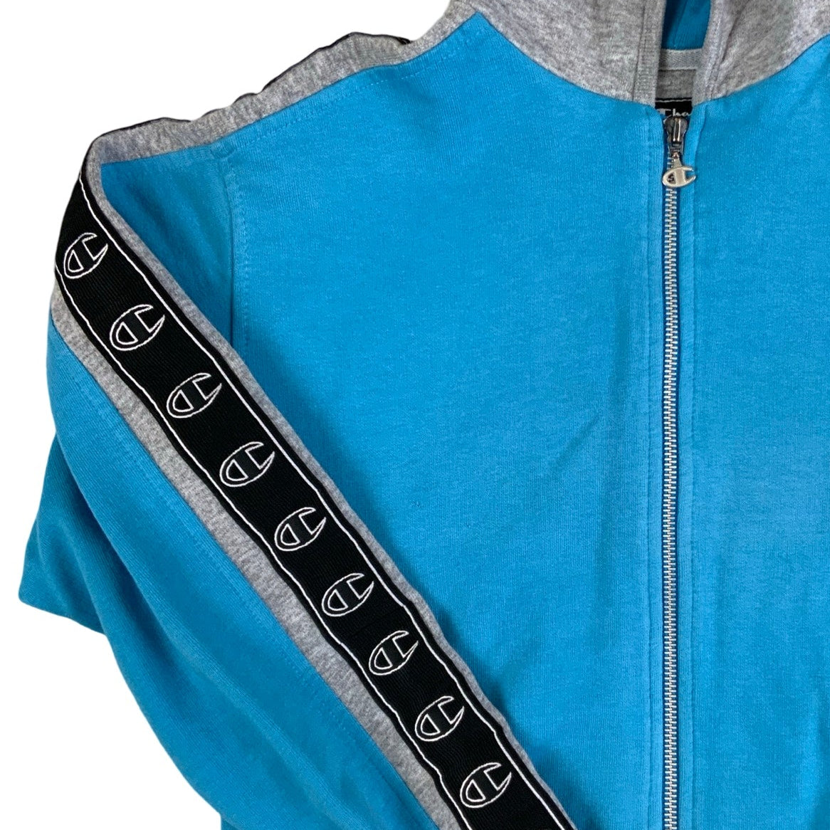 Vintage 90s 'Champion' Blue Grey Zip-Up Hoodie S M