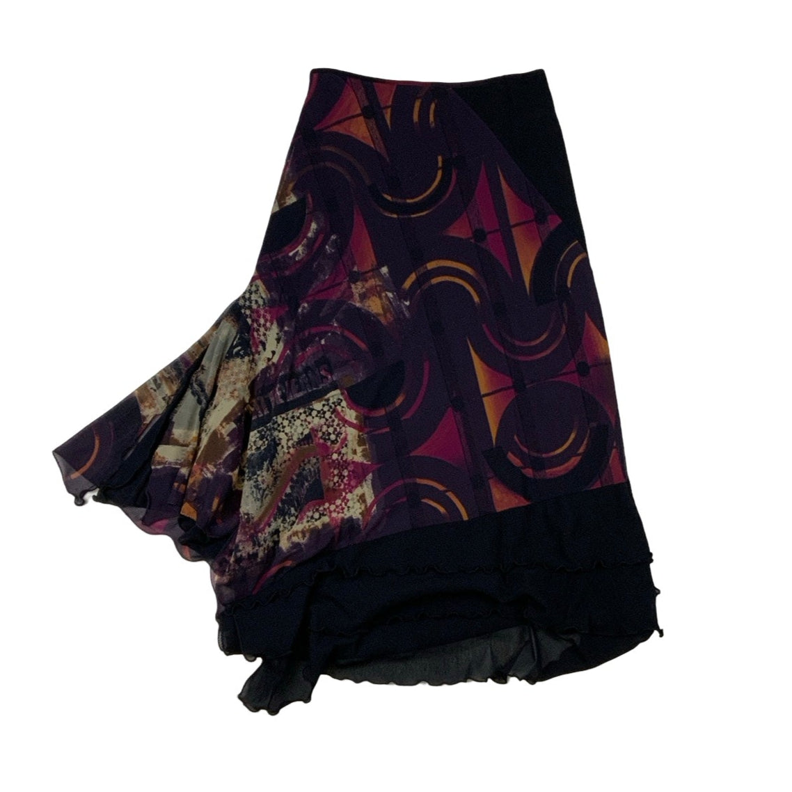 Vintage 90s Y2K ‘Legatte Jeans’ Purple Asymmetric Mesh Midi Skirt 10 12
