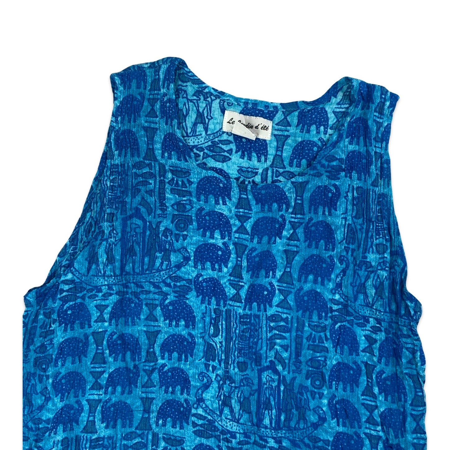 Vintage Blue Tribal Print Crop Top 6 8