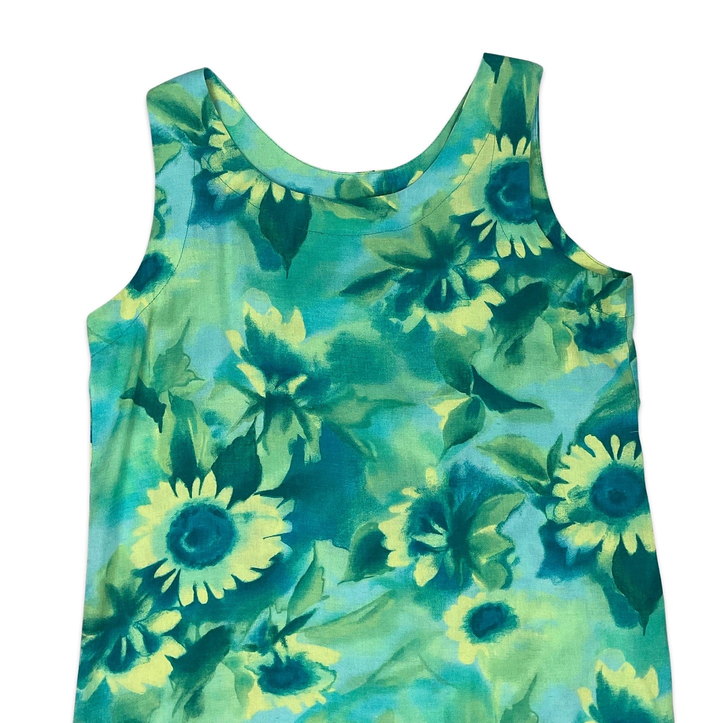 Vintage Blue & Yellow Floral Maxi Dress 10 12