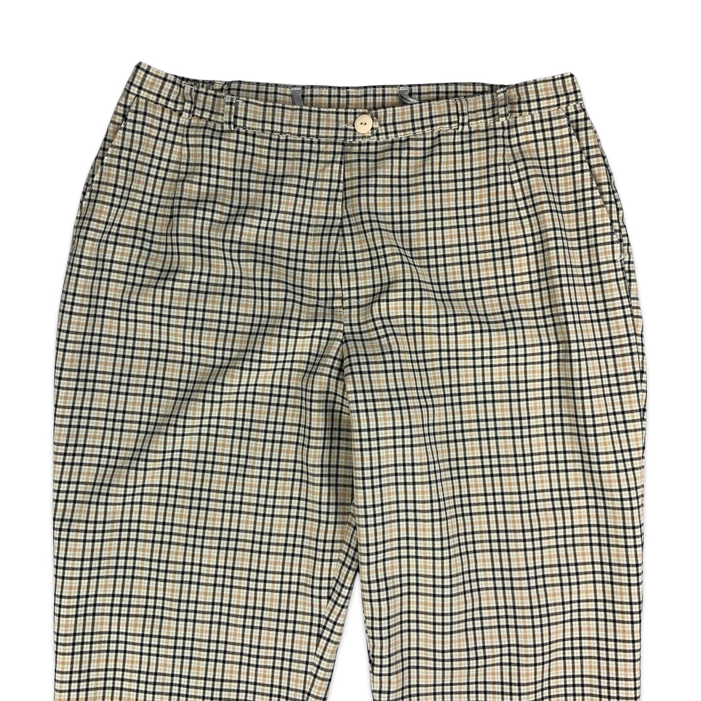 Vintage Beige & Black Tartan Trouser 12 14 16 18