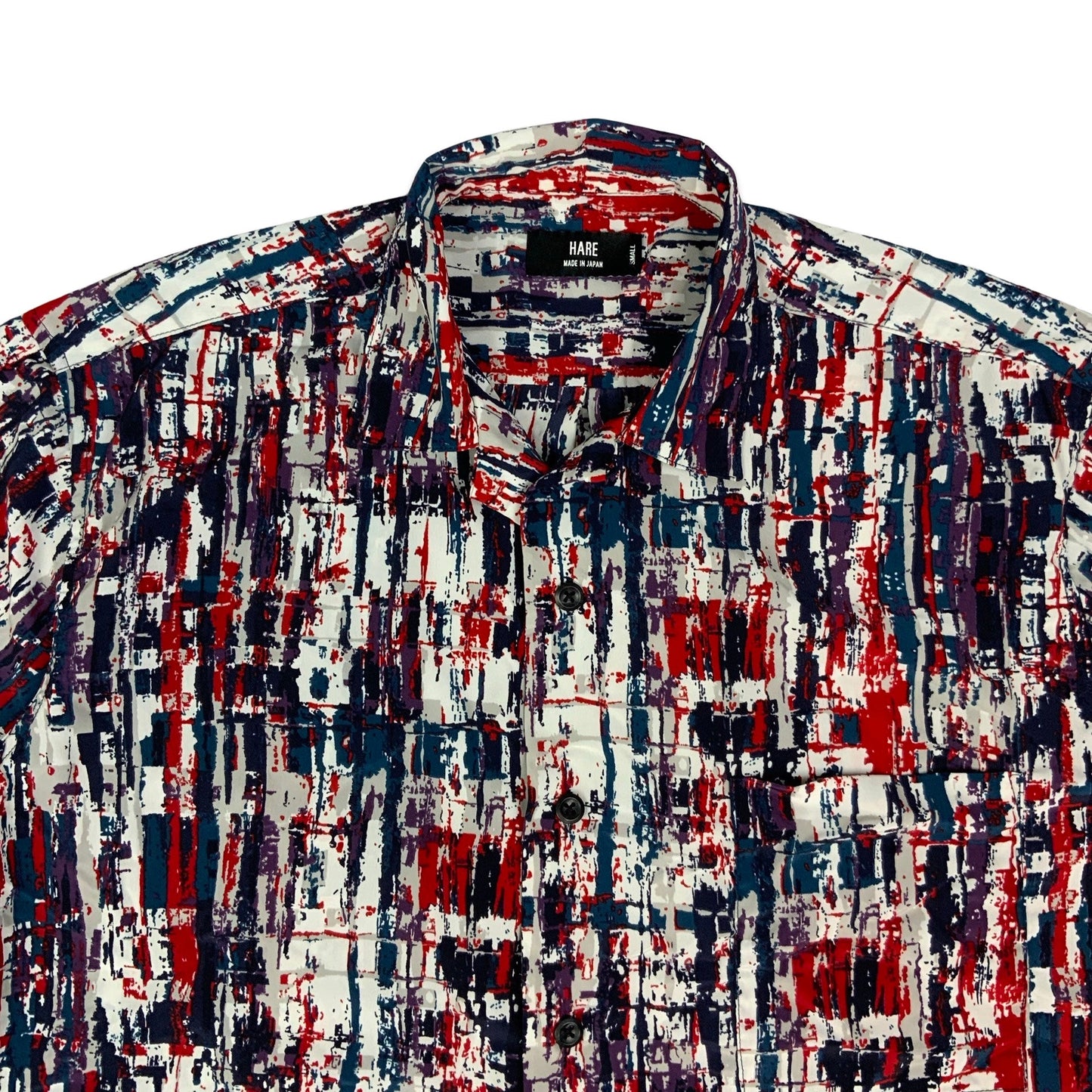 Vintage White Red & Blue Print Shirt S M