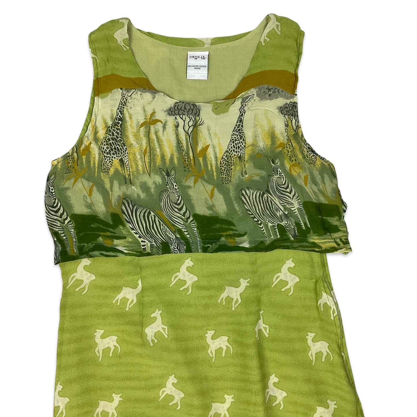Vintage Green Safari Print Maxi Dress 14