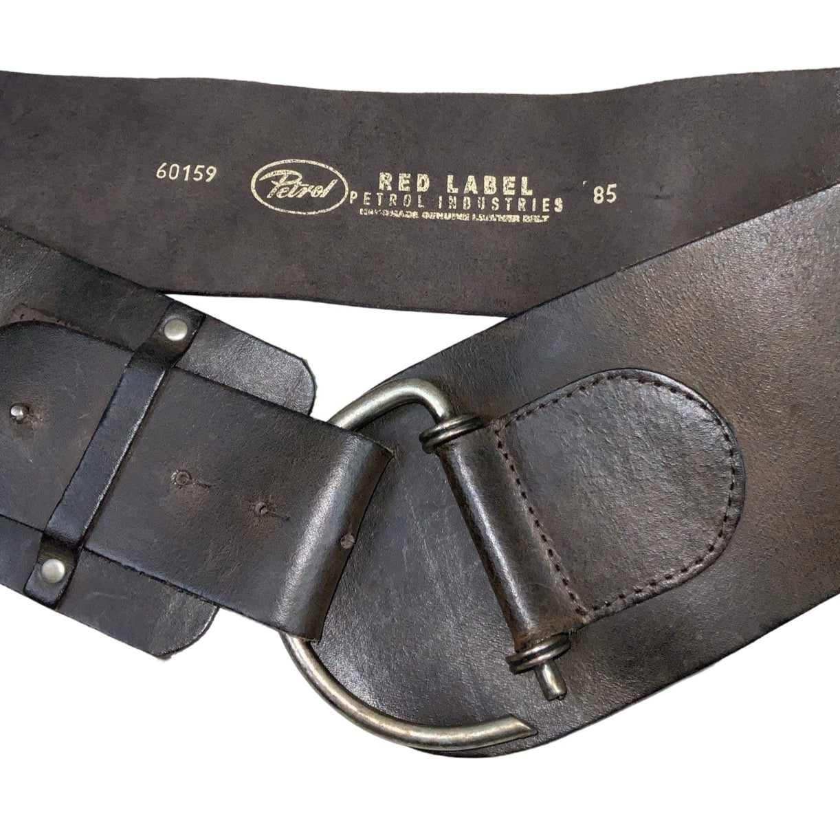 Vintage 80s 90s ‘Petrol Industries’ Thick Brown (60159) Leather Low-Rise Silver