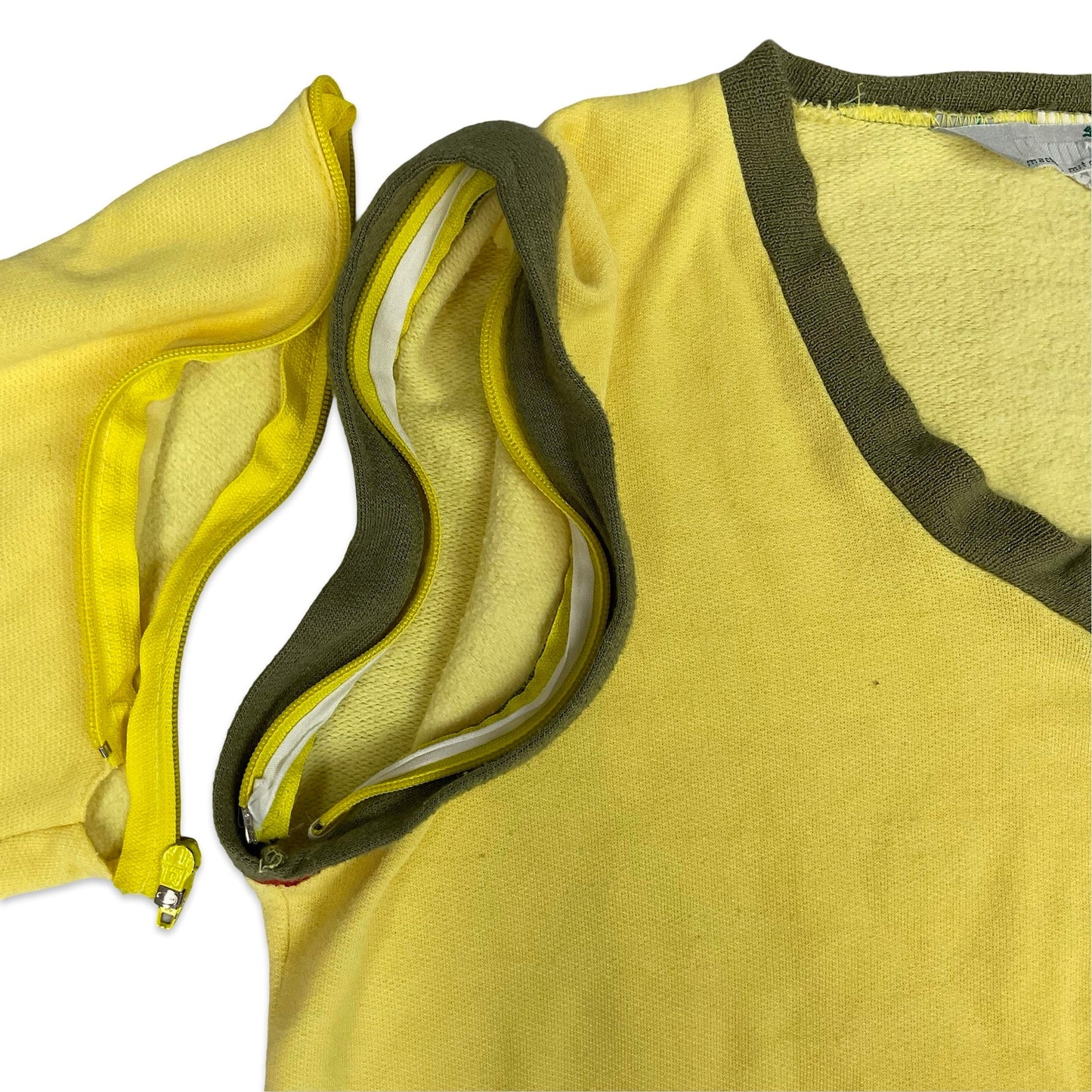 80s Yellow & Khaki Green Puma Jumper 12 14