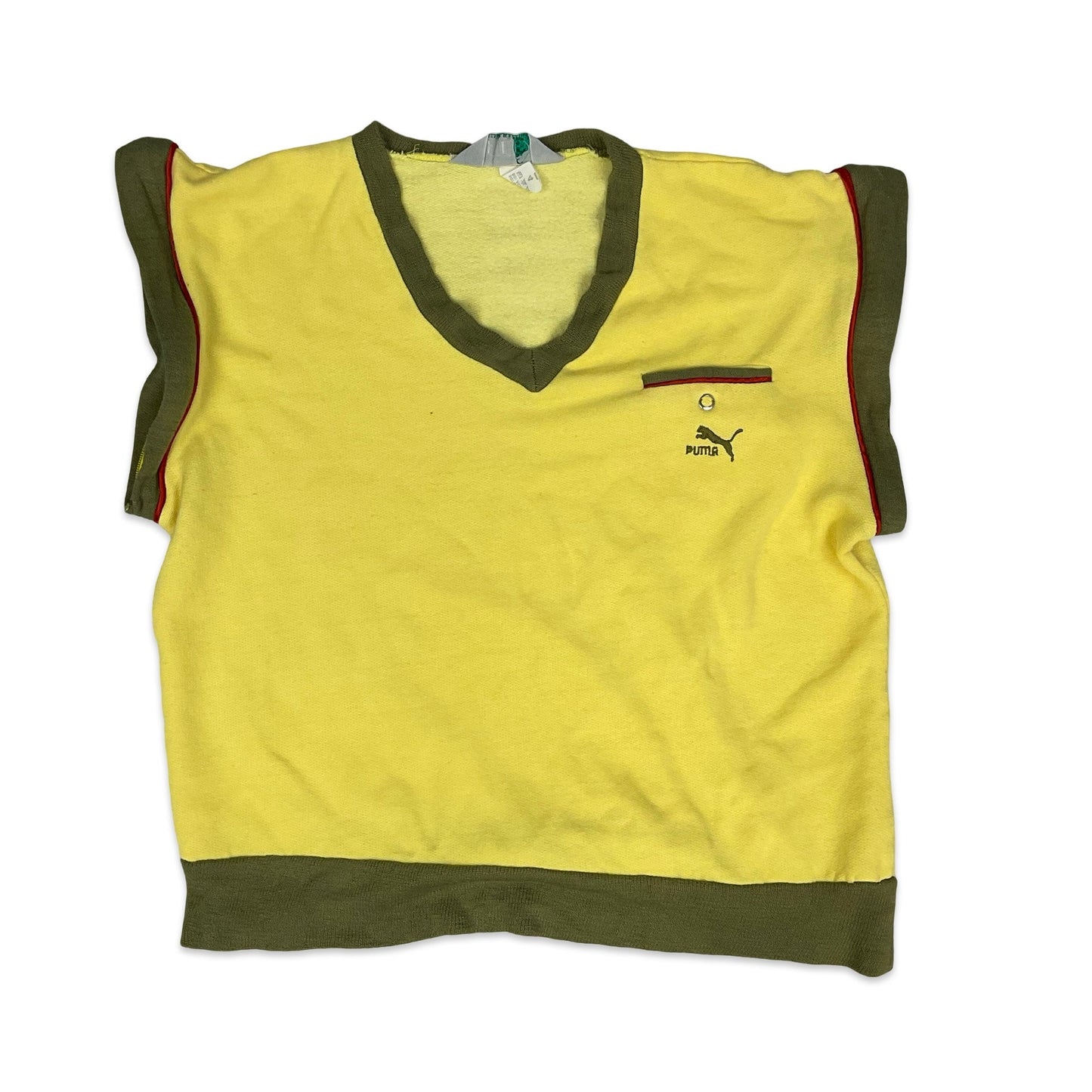 80s Yellow & Khaki Green Puma Jumper 12 14