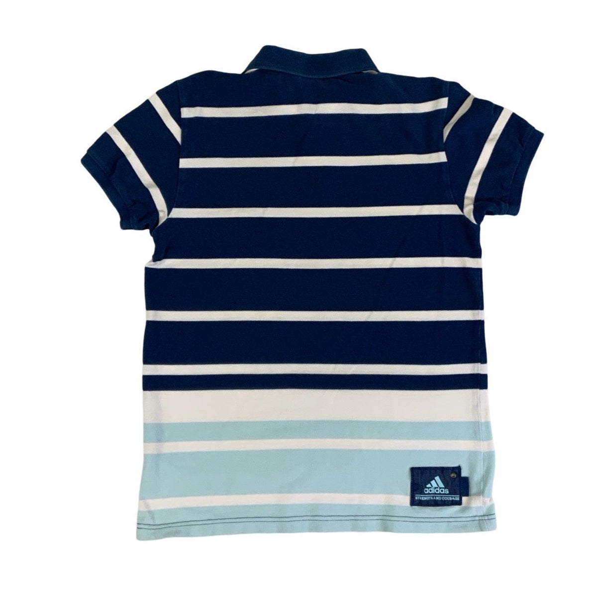 Vintage 90s RARE SAMPLE Adidas Blue White Stipe Rugby Polo T-Shirt S