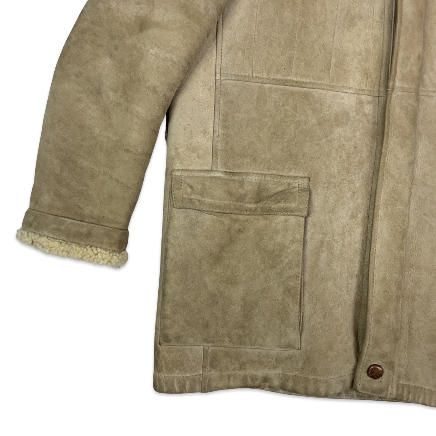 Vintage 80s Cream Sheepskin Shearling Coat M