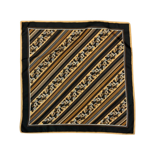 Vintage Brown Floral Striped Scarf