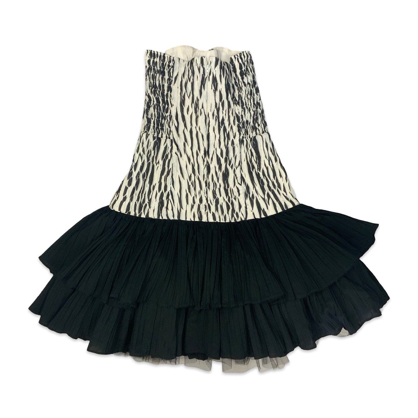 90s Black & White Drop Waist Pleated Mini Dress 6 8