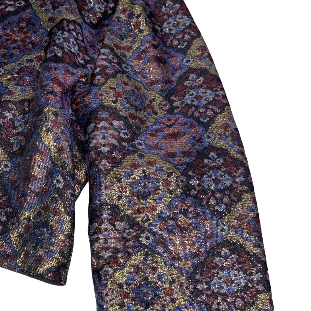 Vintage 80s 90s Purple Gold Geometric Blouse 12 14