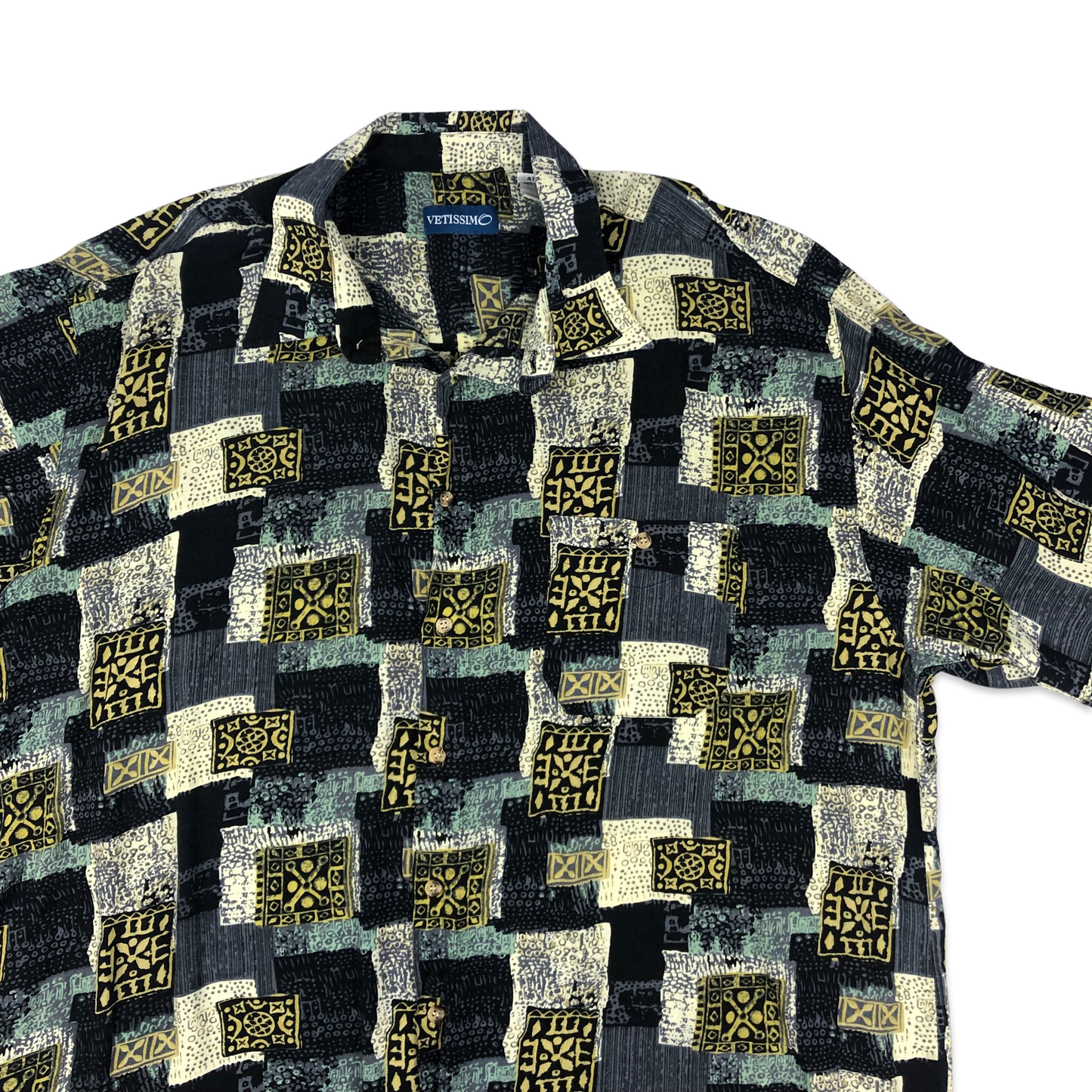 Vintage Abstract Print Viscose Shirt 3XL