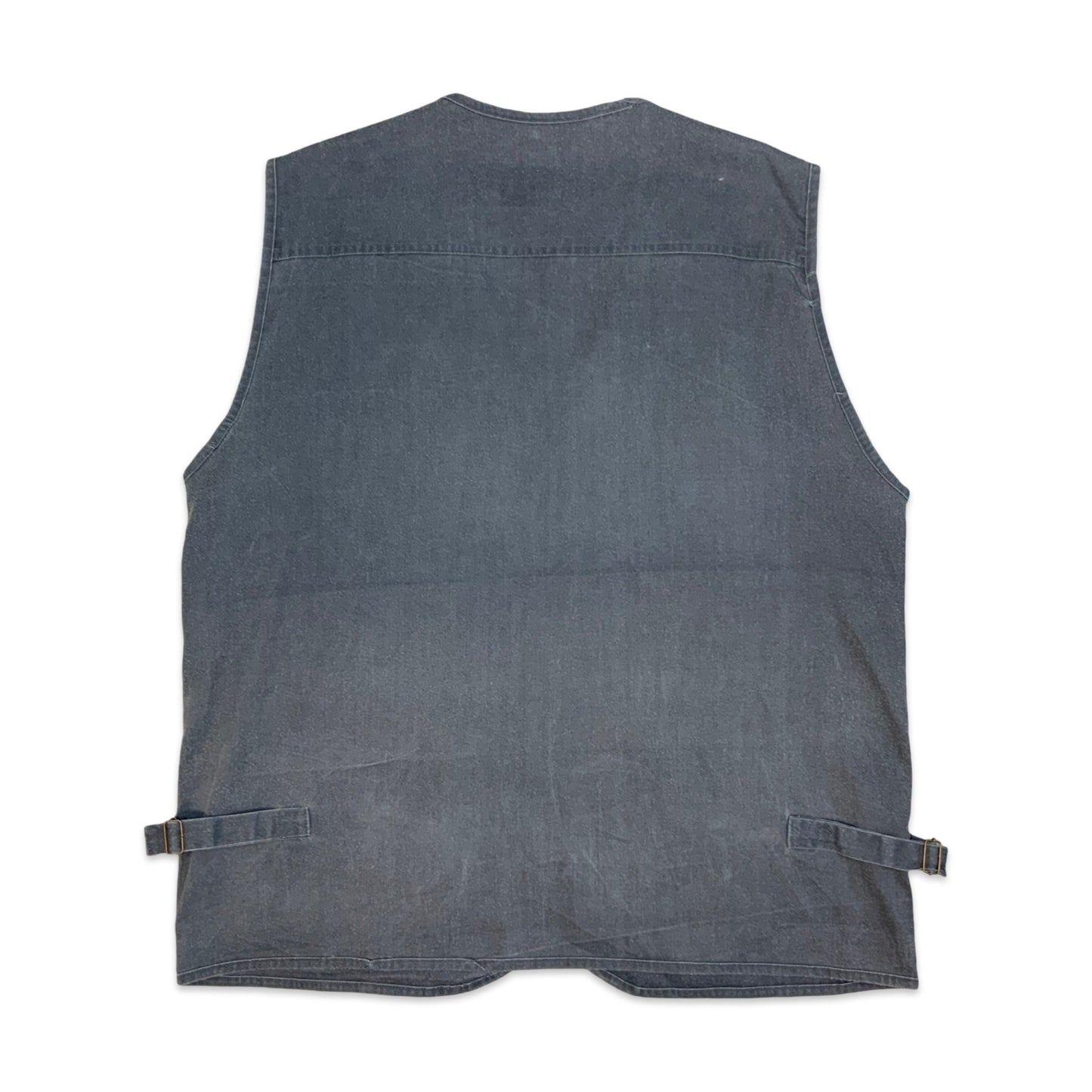 Grey Utility Fisherman Cargo Zip Up Waistcoat Vest XL