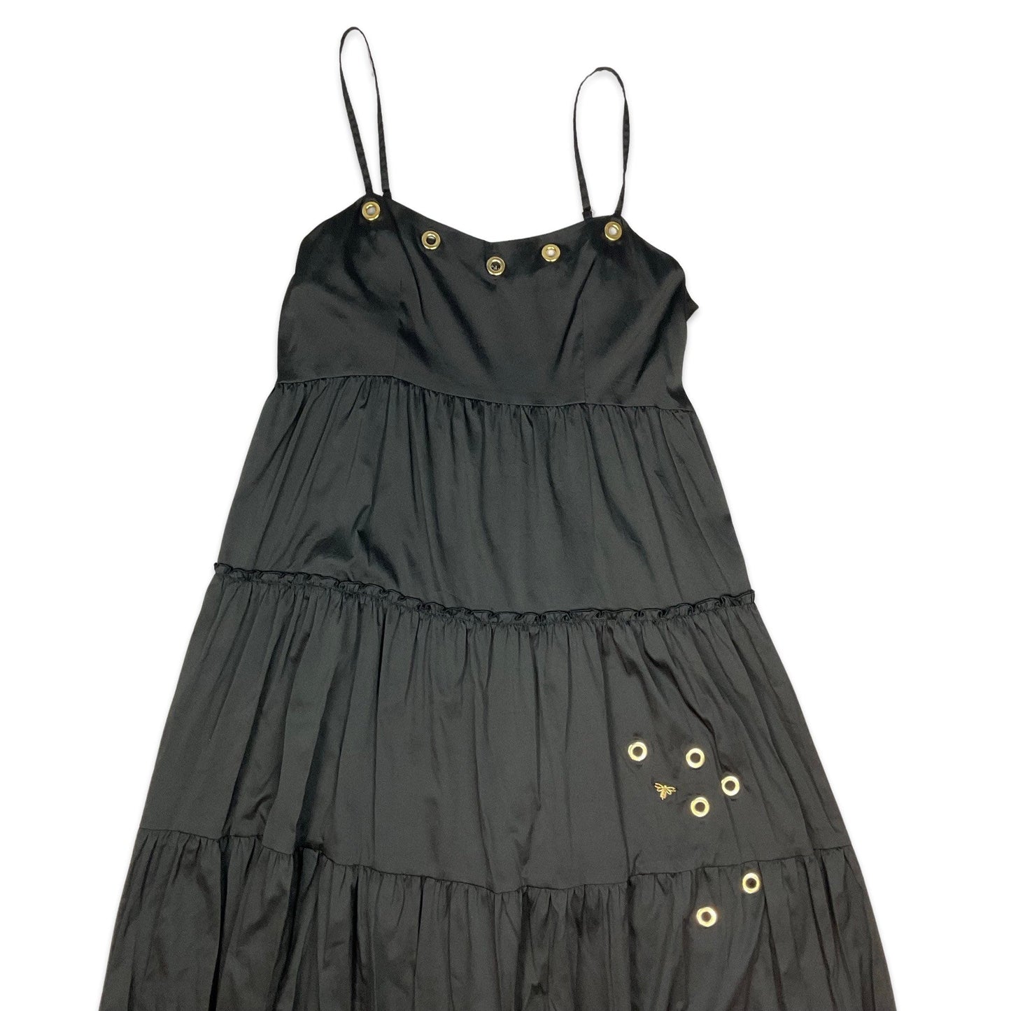 Preloved Black Tiered Pleated Maxi Dress 10 12