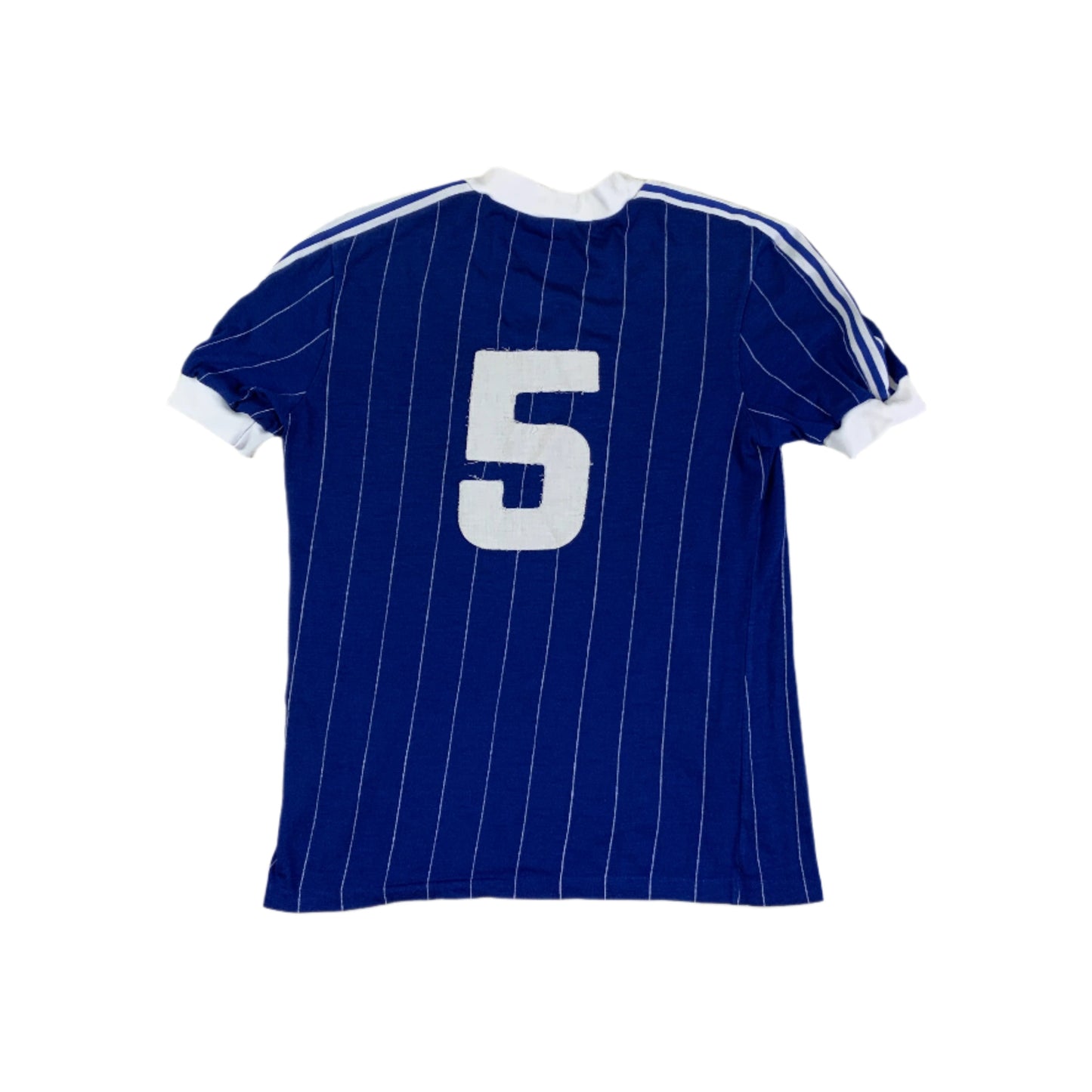 Vintage 90s Adidas Blue White Stripe Single Stitch Sports Tee S M