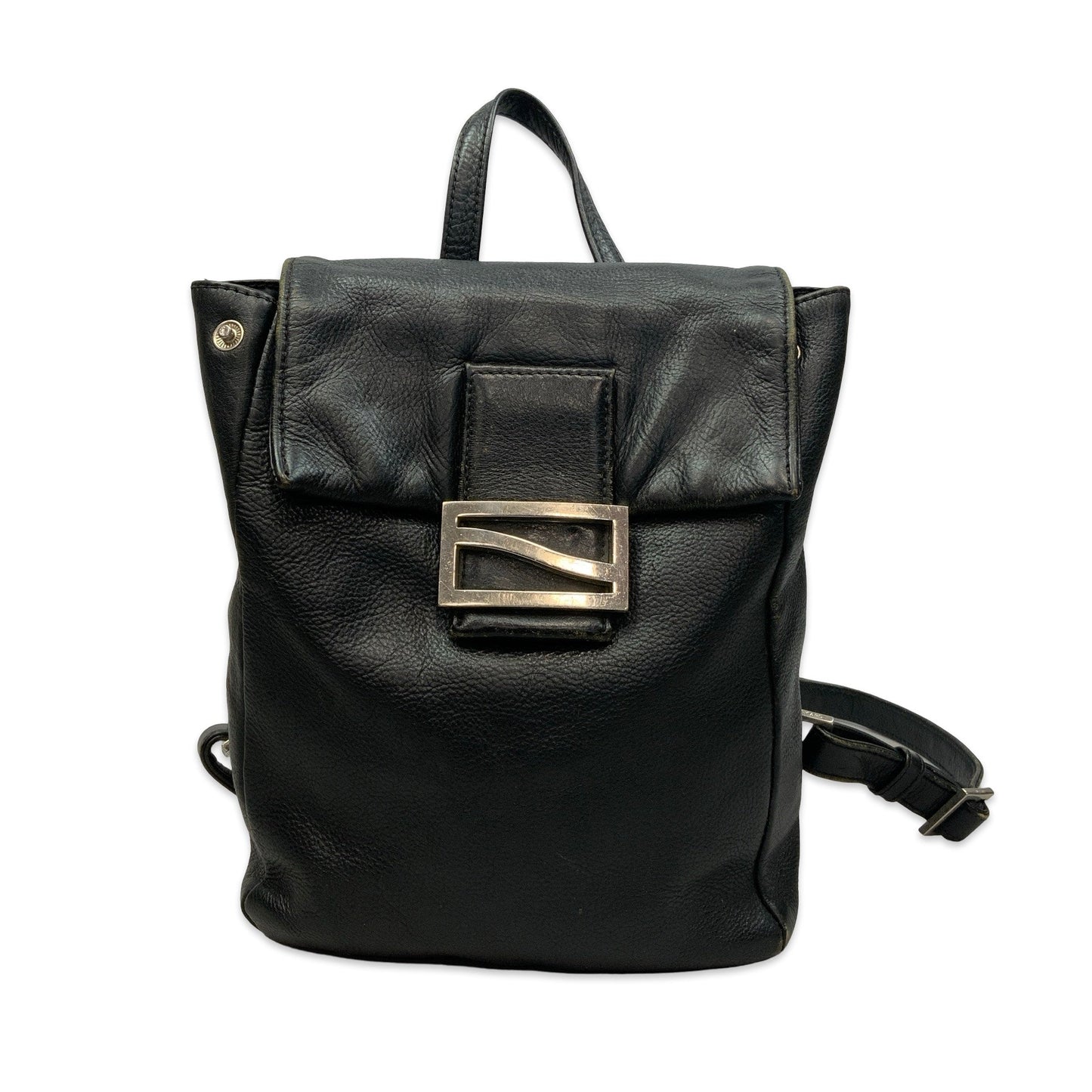 90s Black Leather Back Pack