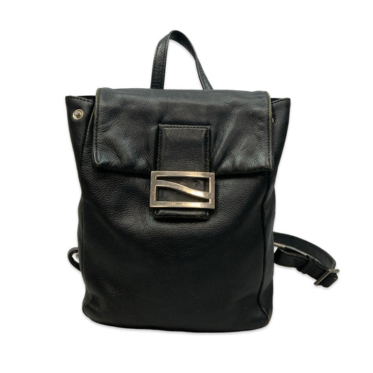90s Black Leather Back Pack