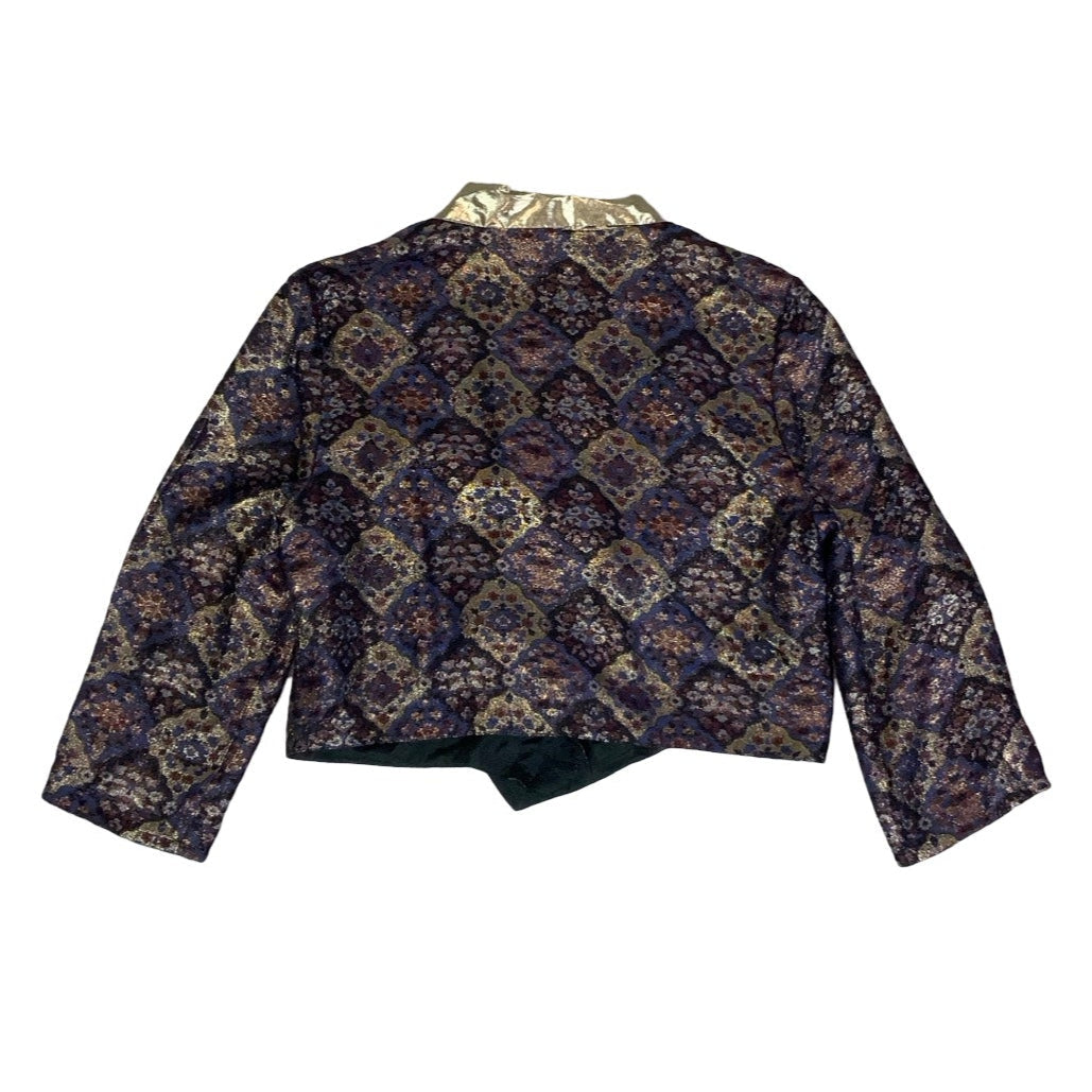 Vintage 80s 90s Purple Gold Geometric Blouse 12 14