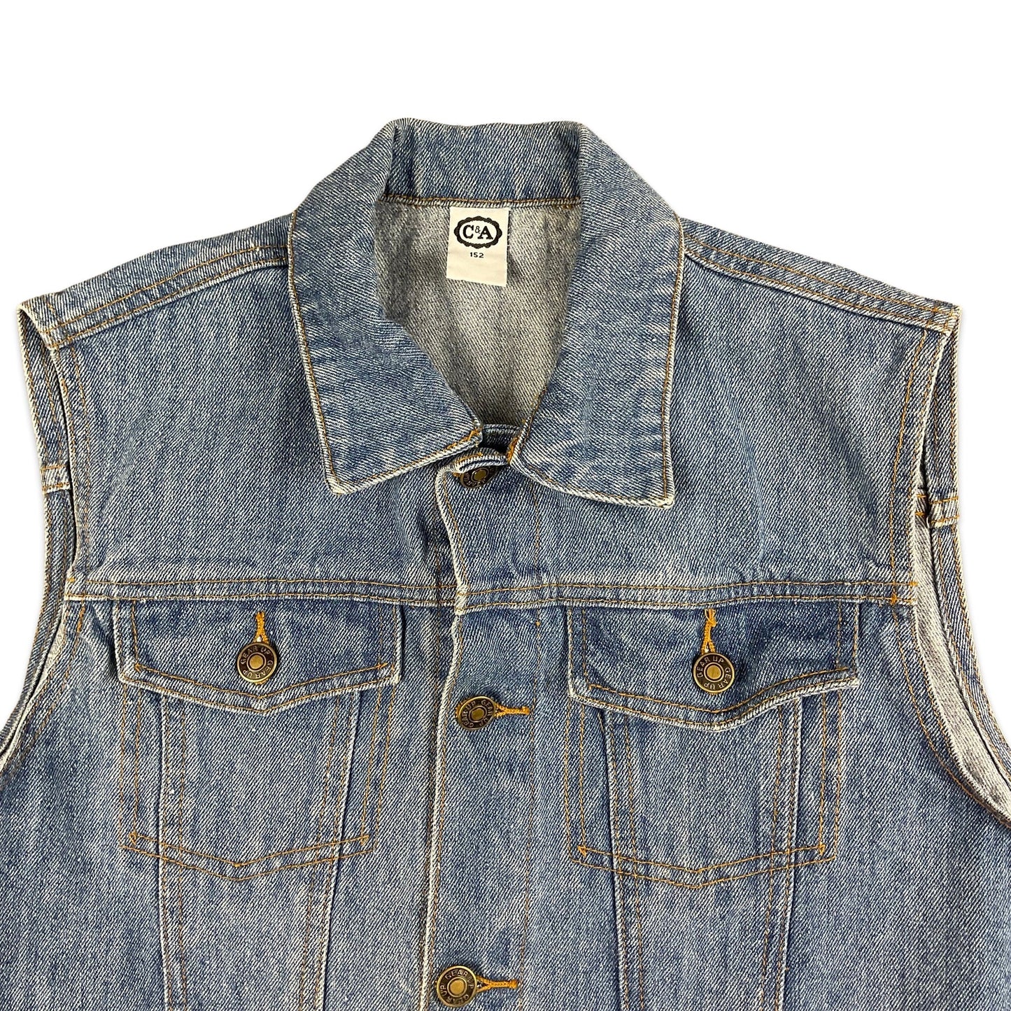 Vintage 90s Light Denim Gilet Waistcoat Jacket 10 12