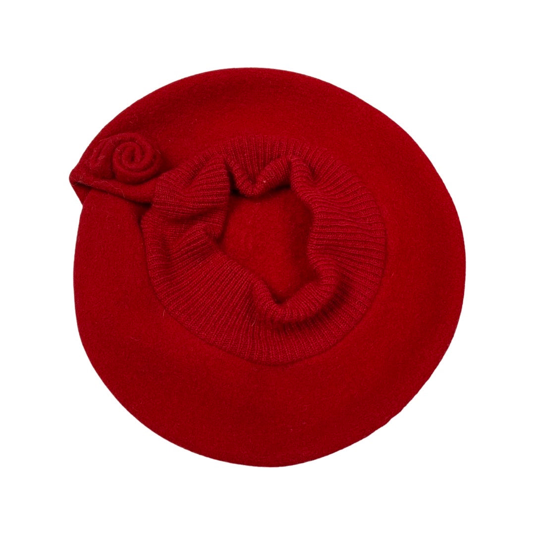 Vintage 80s Red Rose Beret