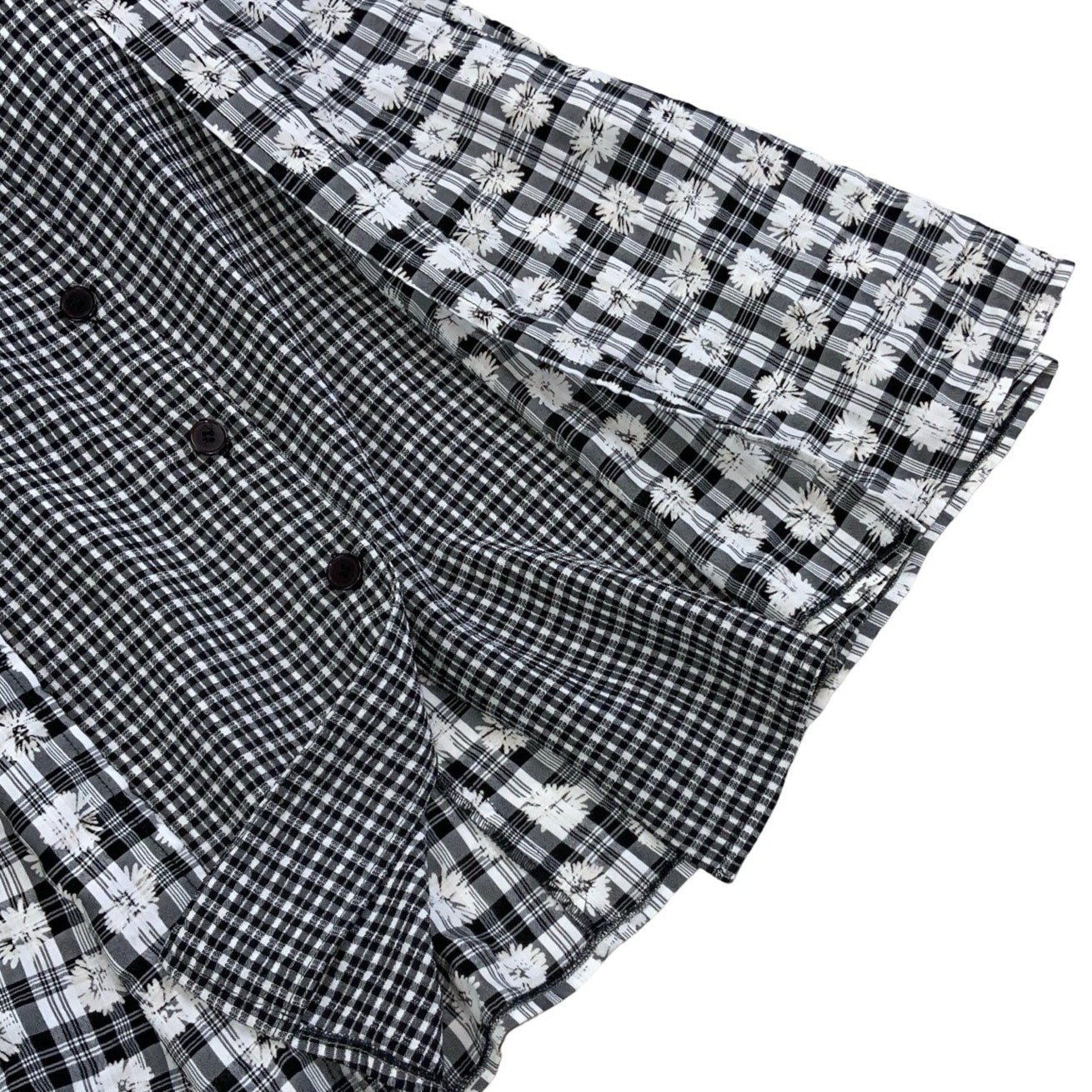 Vintage 90s Black White Floral Check Gingham Sleeveless Maxi Dress 8 10