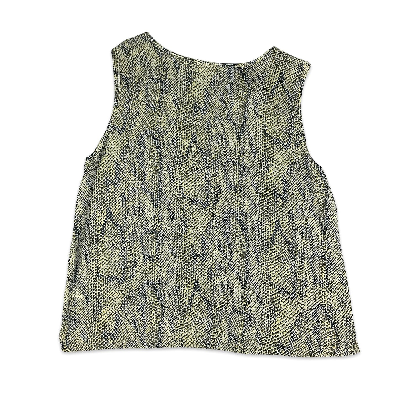 90s Y2K Green & Black Snake Print Vest Top 8 10 12 14 16