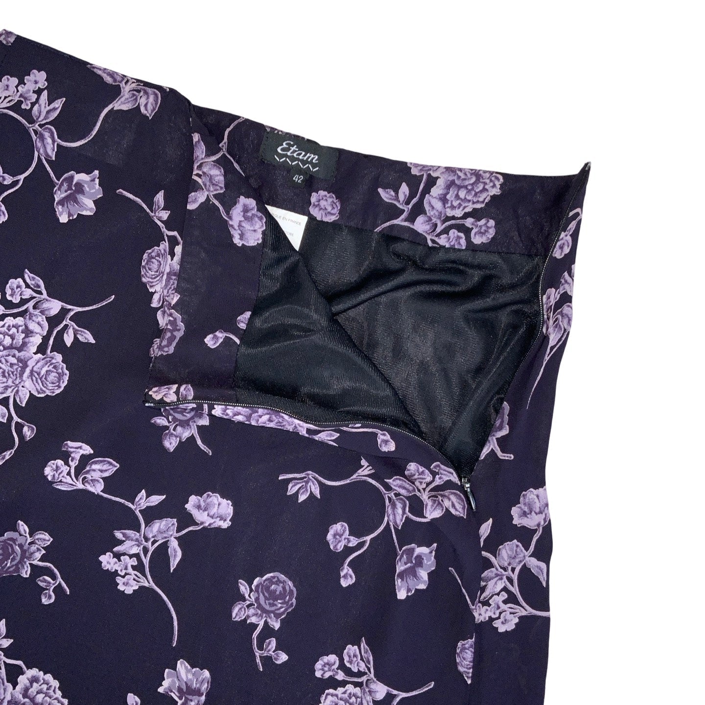 Vintage 90s Y2K ‘Etam’ Purple White Floral Midi Skirt 8 10