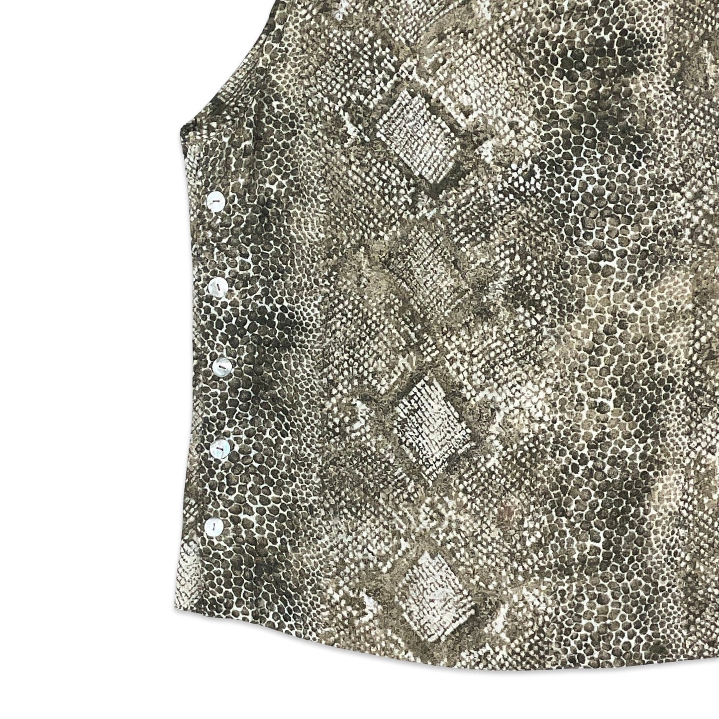 90s Y2K Beige Snake Print Vest Top 12 14 16 18