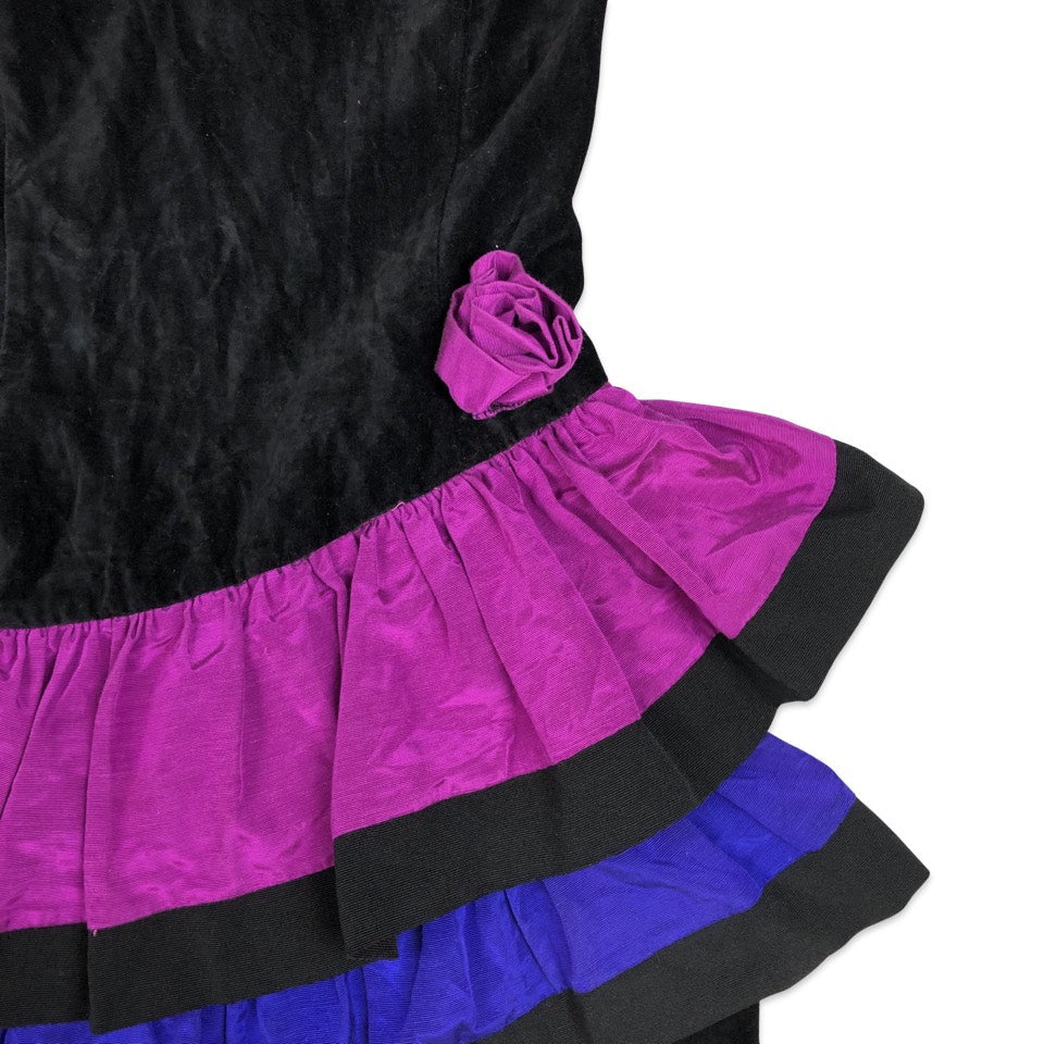 Vintage Black, Purple, and Pink Strappy Dress 6 8