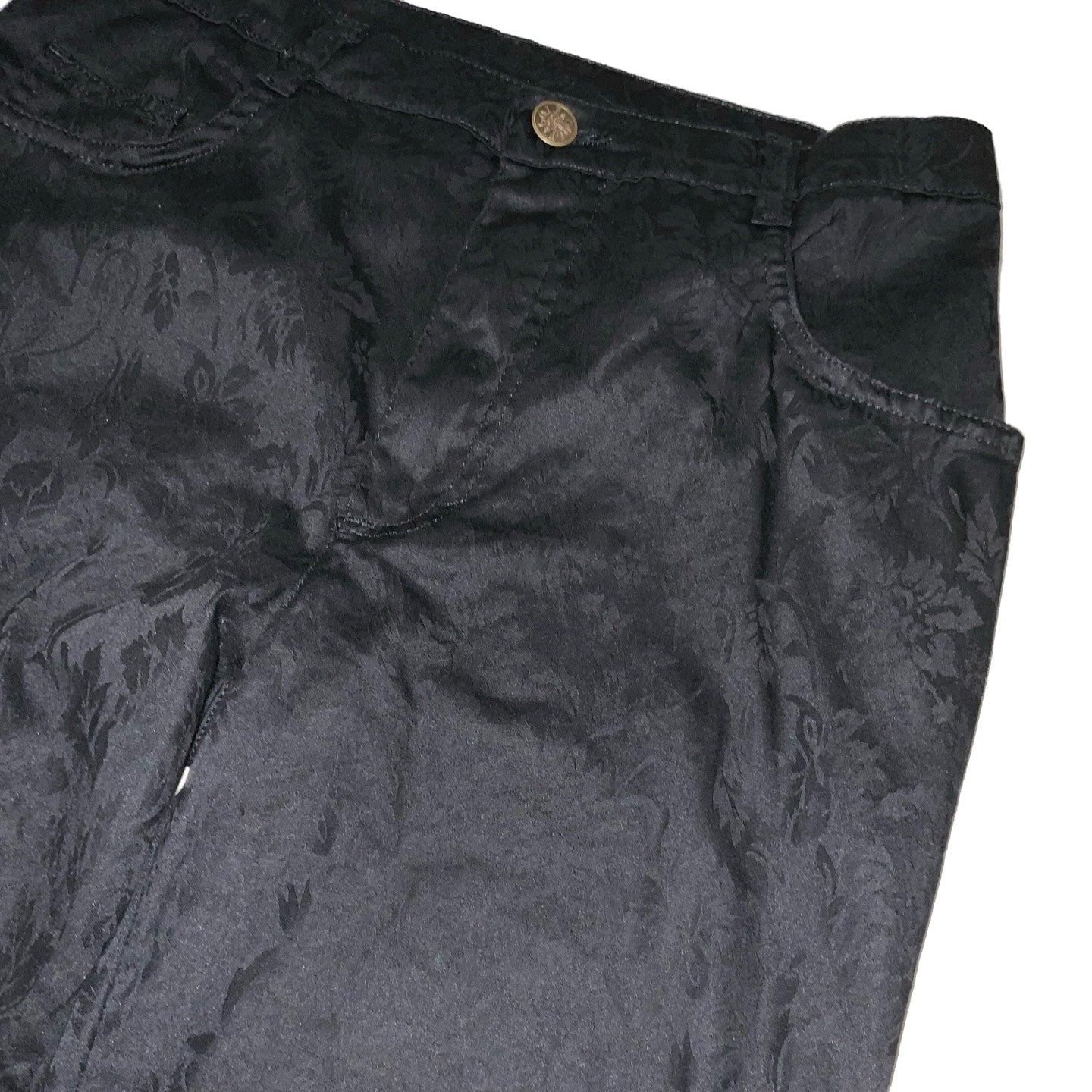 Vintage 70s ‘Golf & Golf’ High Waisted Black Paisley Botanical Gothic Flared Trousers 8 10