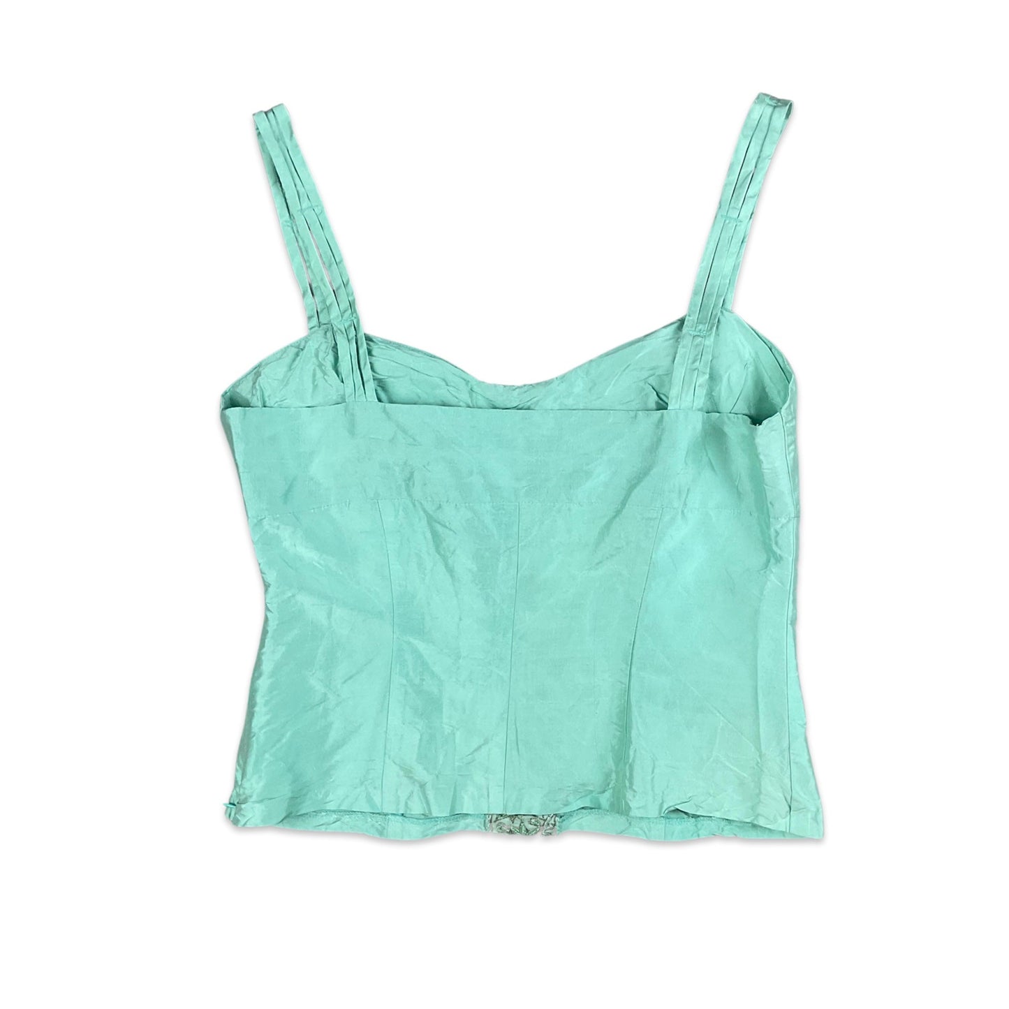 Vintage 90s Mint Green Sequin Bustier Top 10 12