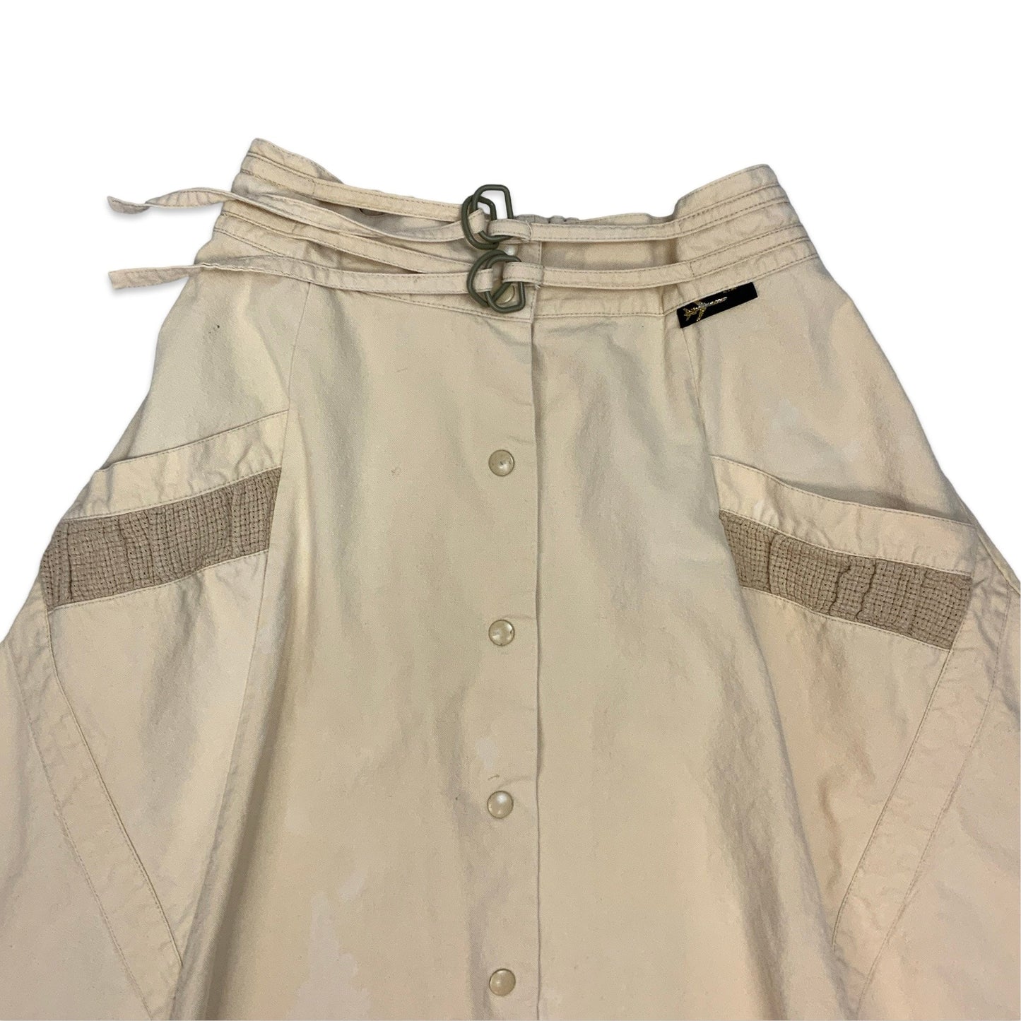 Vintage Cream Button Up Midi Skirt 10 12 14