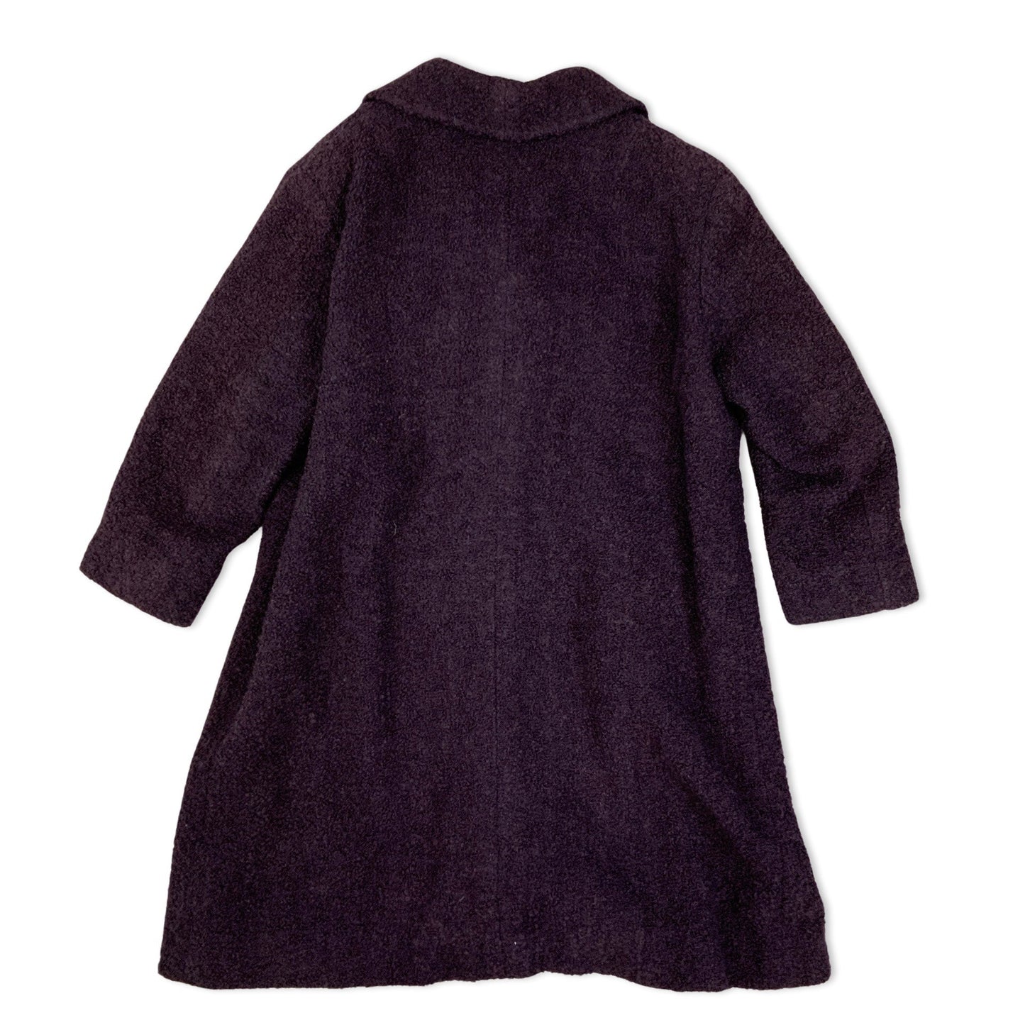 Vintage 80s 90s Purple Bouclé Ladies' Wool Trench Coat 14 16 18