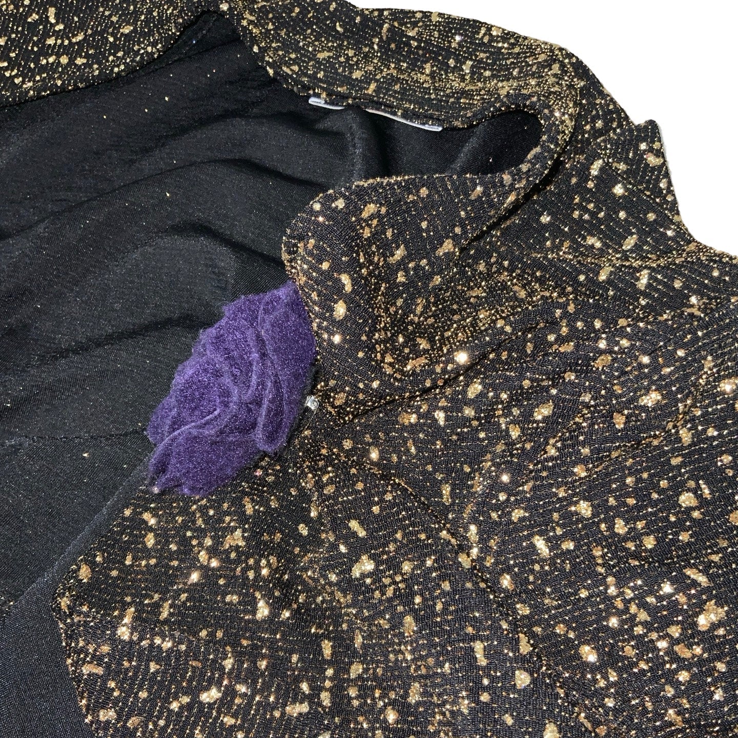 Vintage ‘Catwalk’ Black Gold Sparkle Crop Bolero Jacket 8 10 12