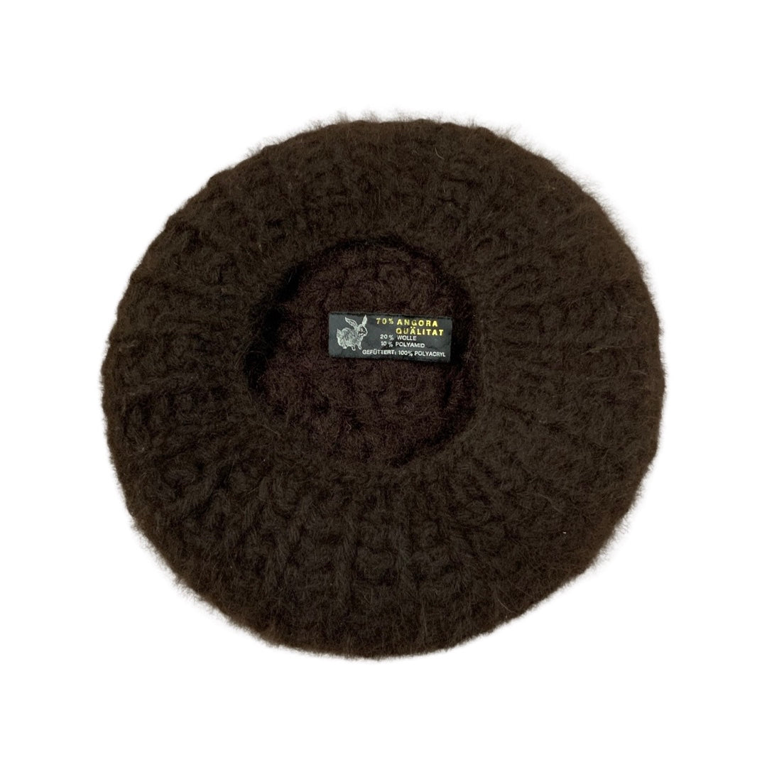 Vintage Brown Angora Beret