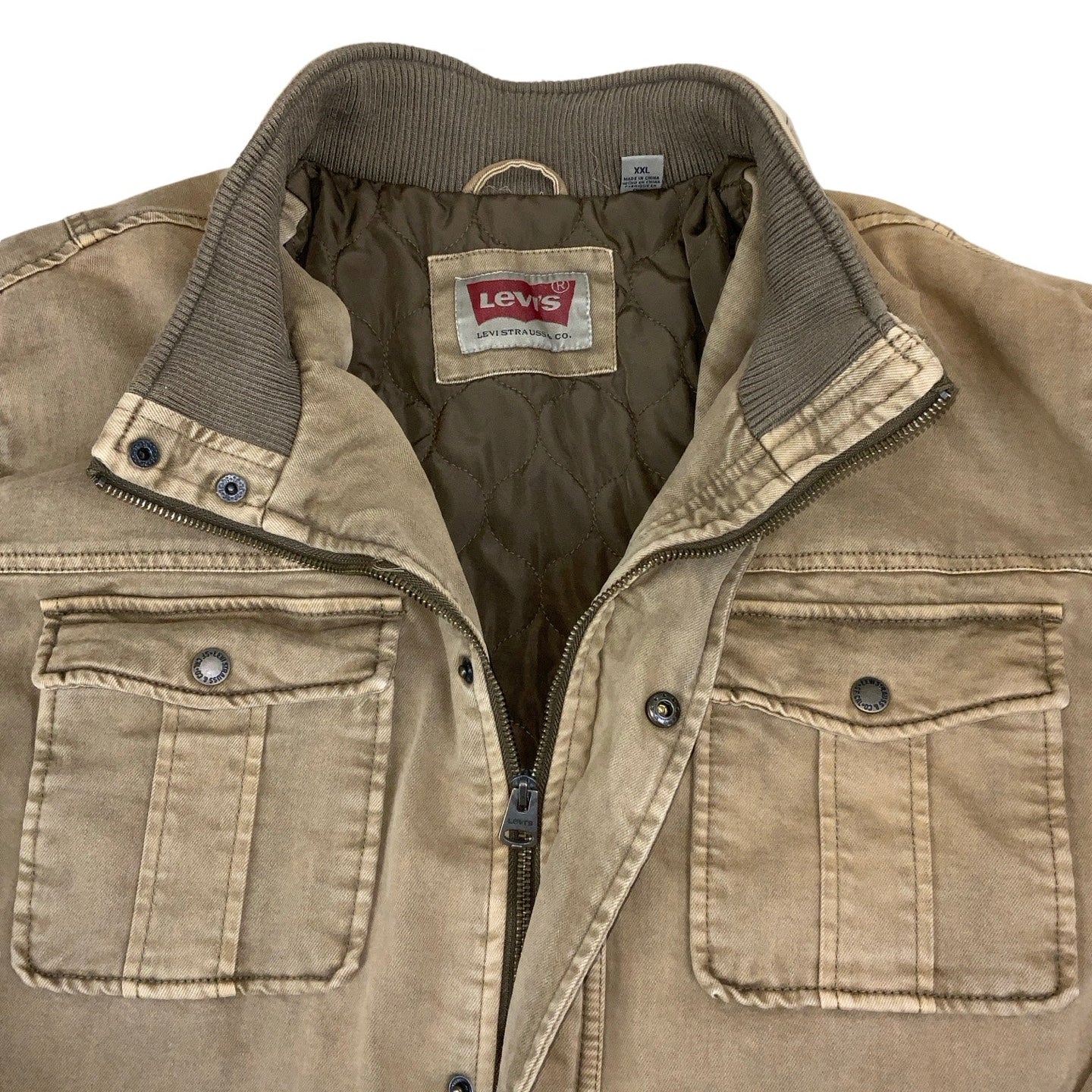 Vintage 90s 'Levi's' Brown Quilt Lined Windbreaker Coat 3XL 4XL