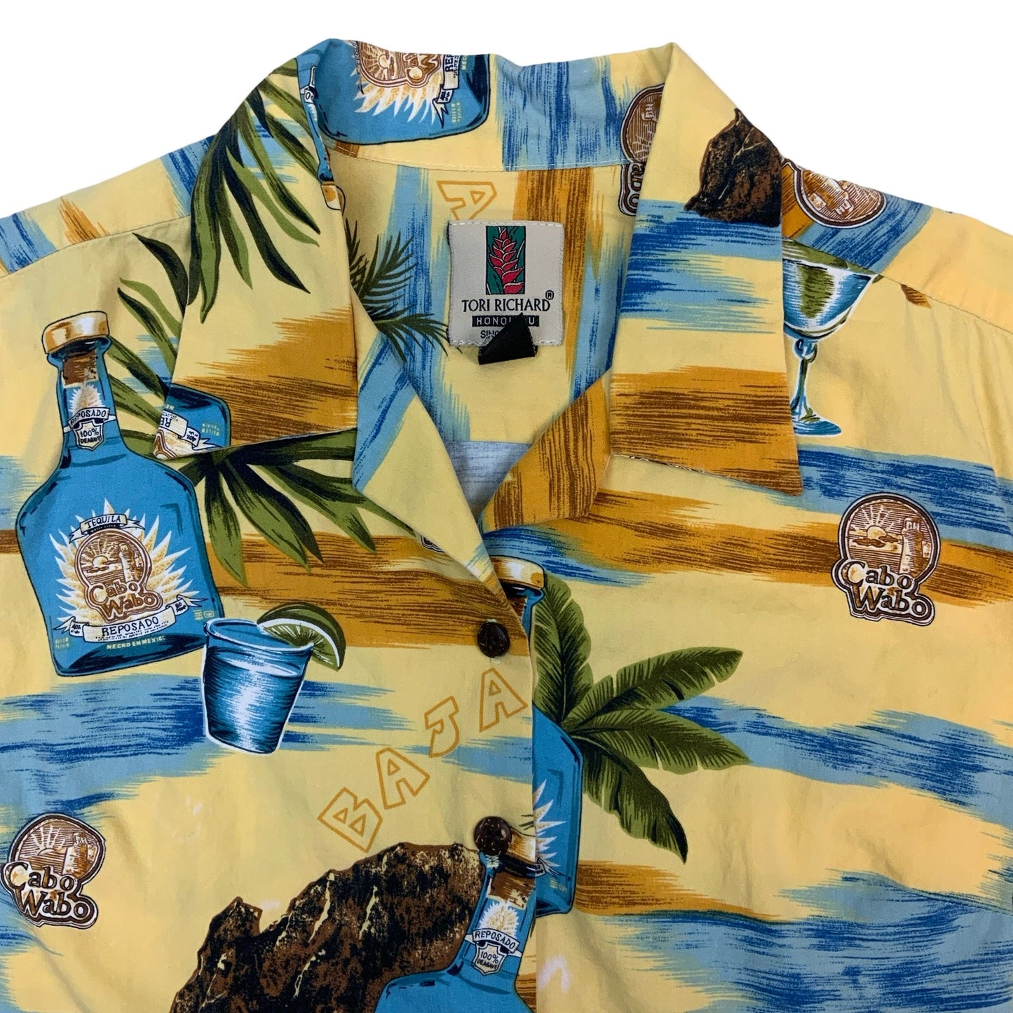 90s Cabo Wabo Tequilla Cropped Hawaiian Shirt 12 14