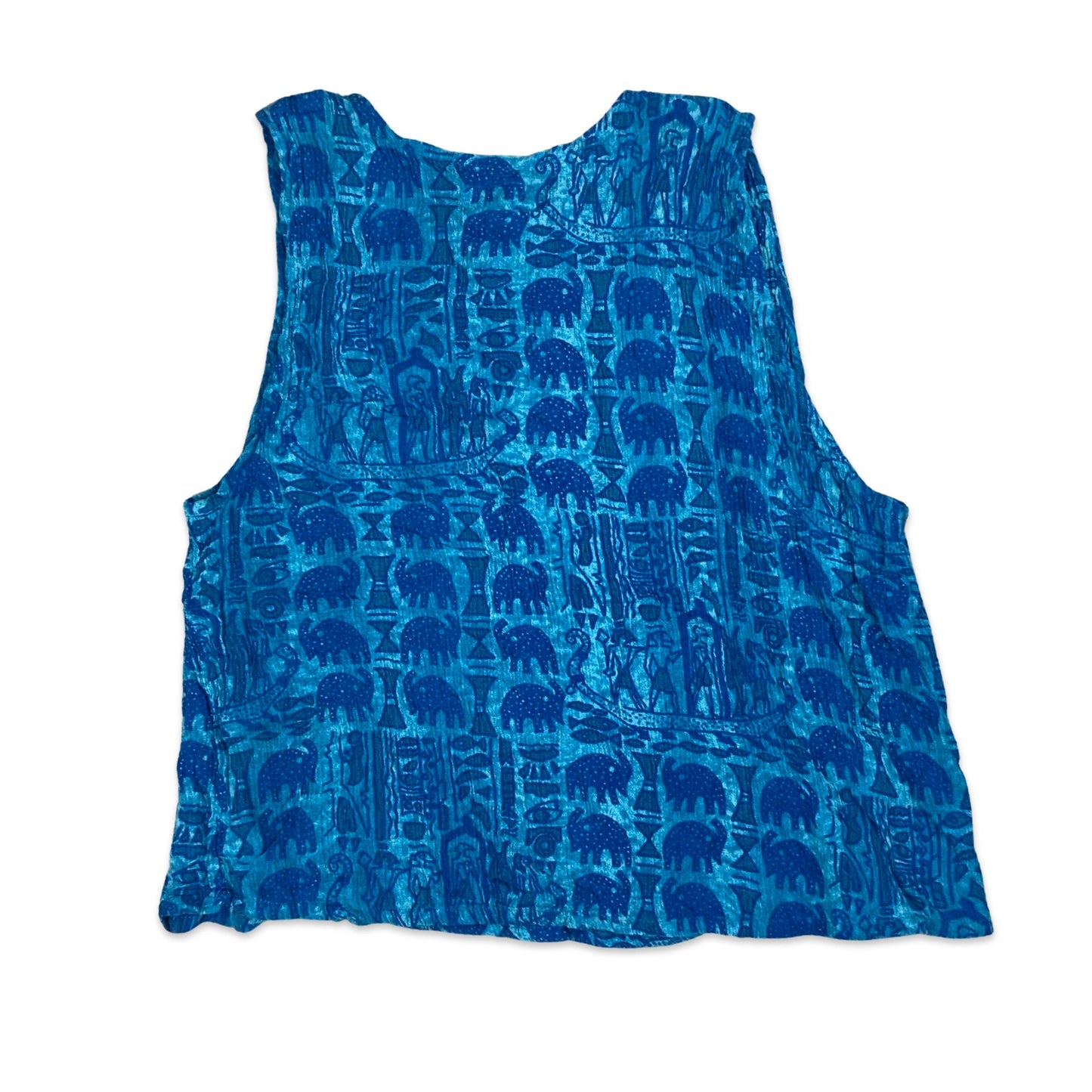 Vintage Blue Tribal Print Crop Top 6 8